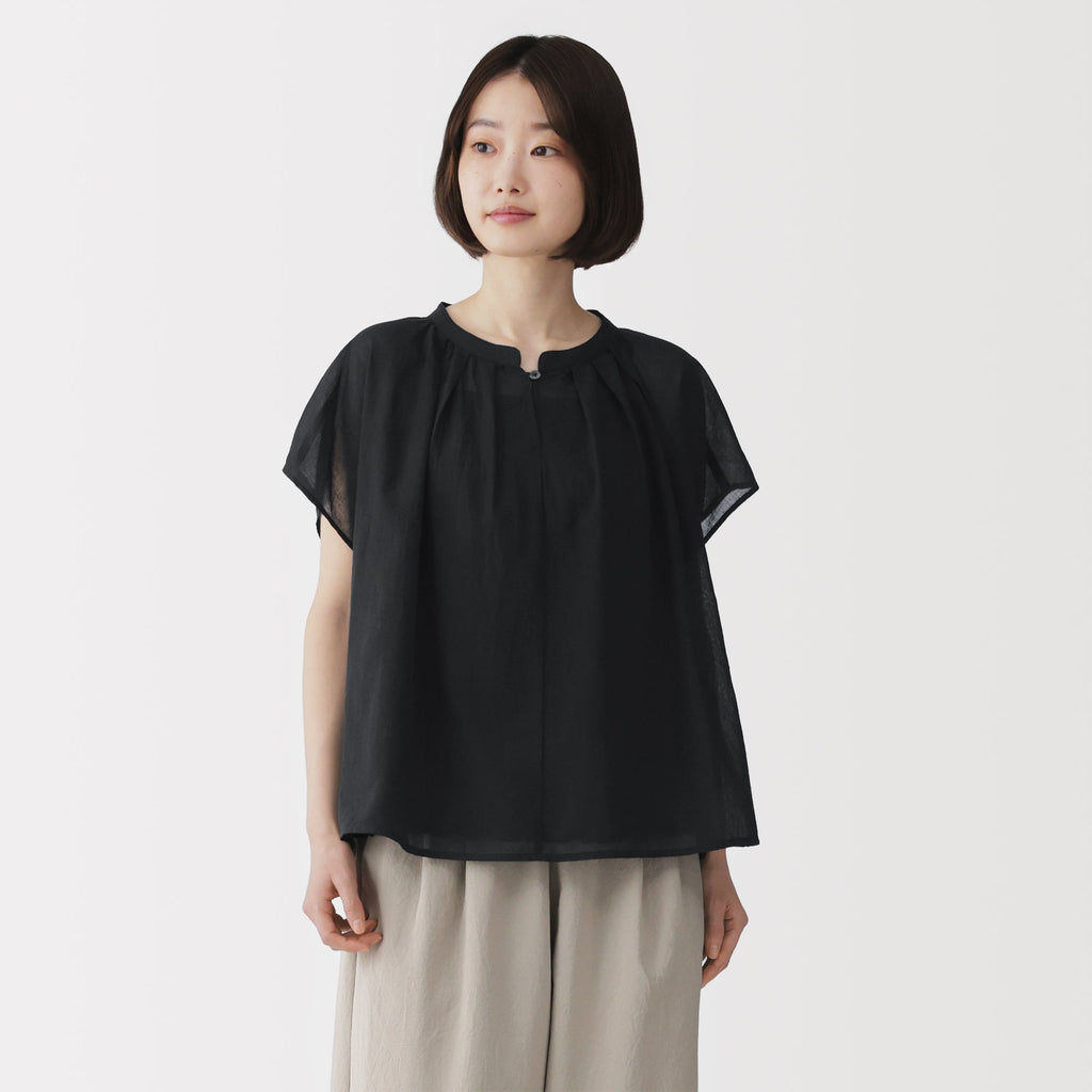High-Twist Cotton Sheer Blouse