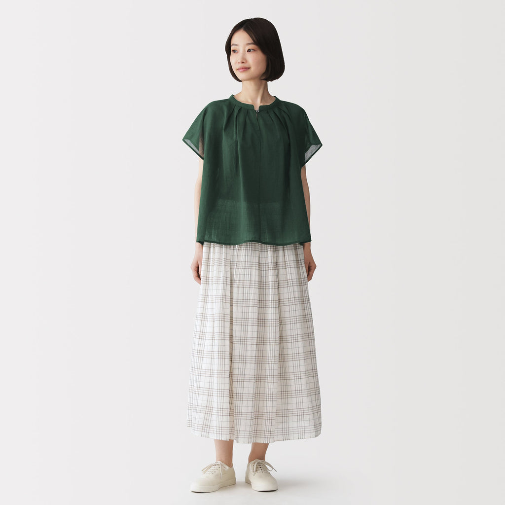 High-Twist Cotton Sheer Blouse