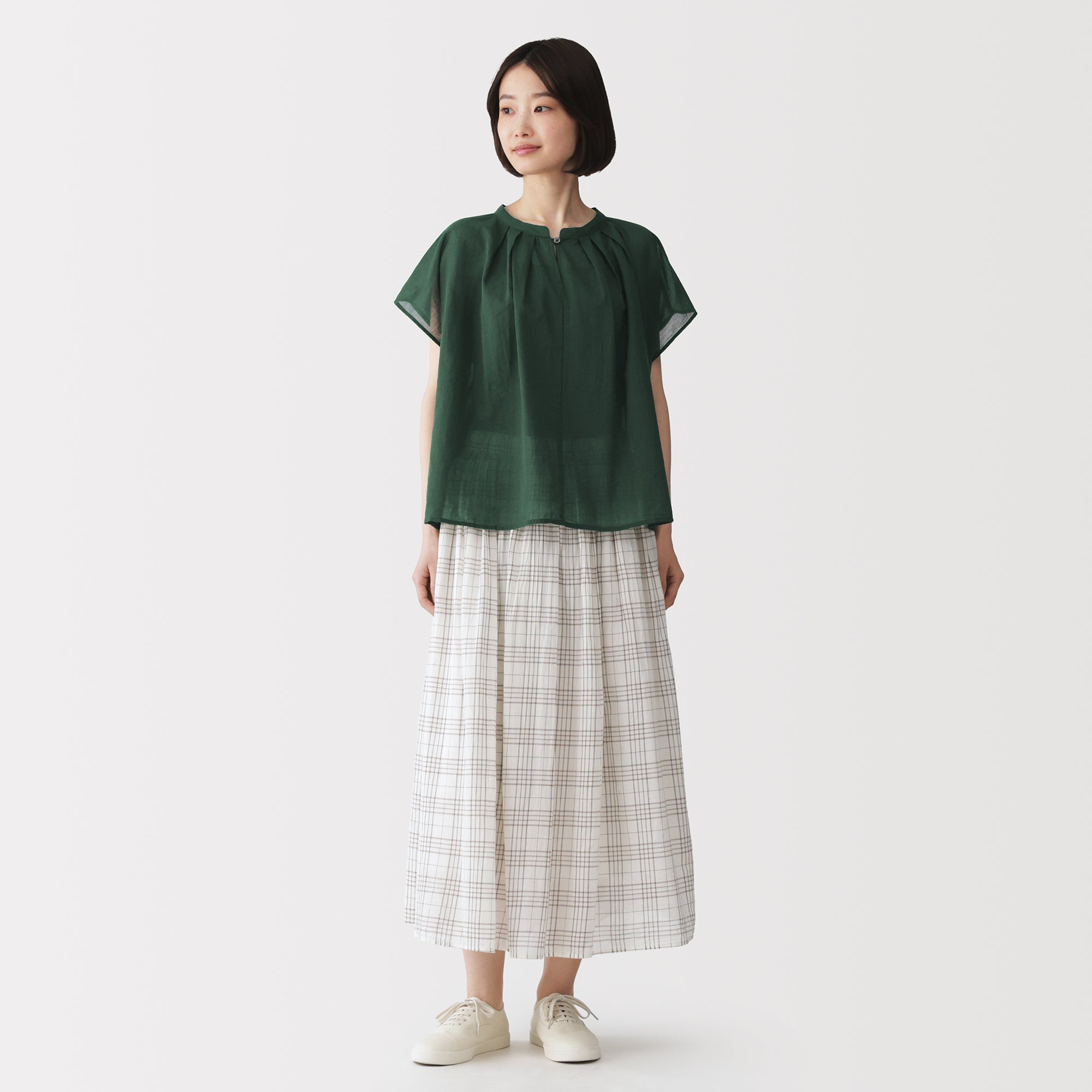 High-Twist Cotton Sheer Blouse