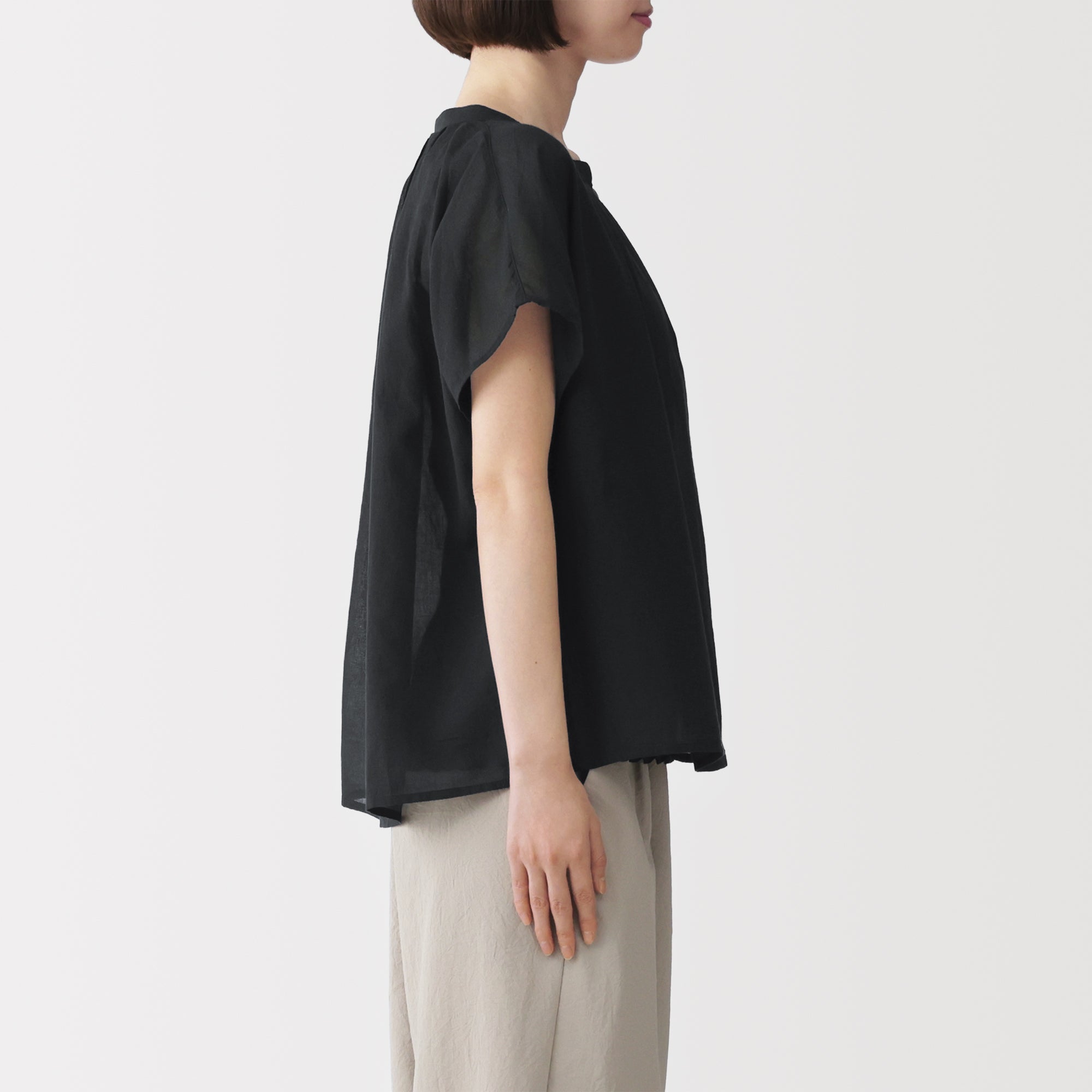 High-Twist Cotton Sheer Blouse