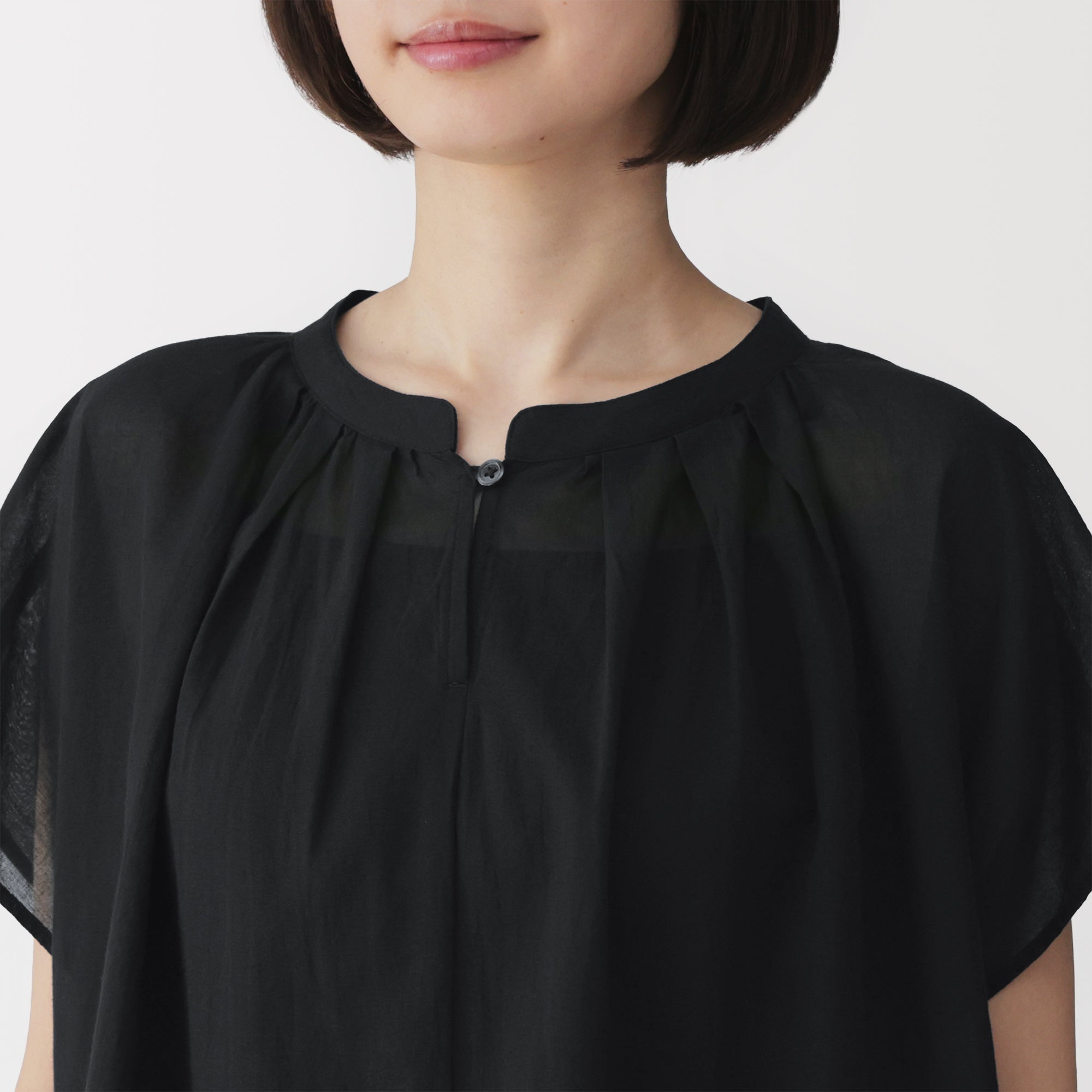 High-Twist Cotton Sheer Blouse