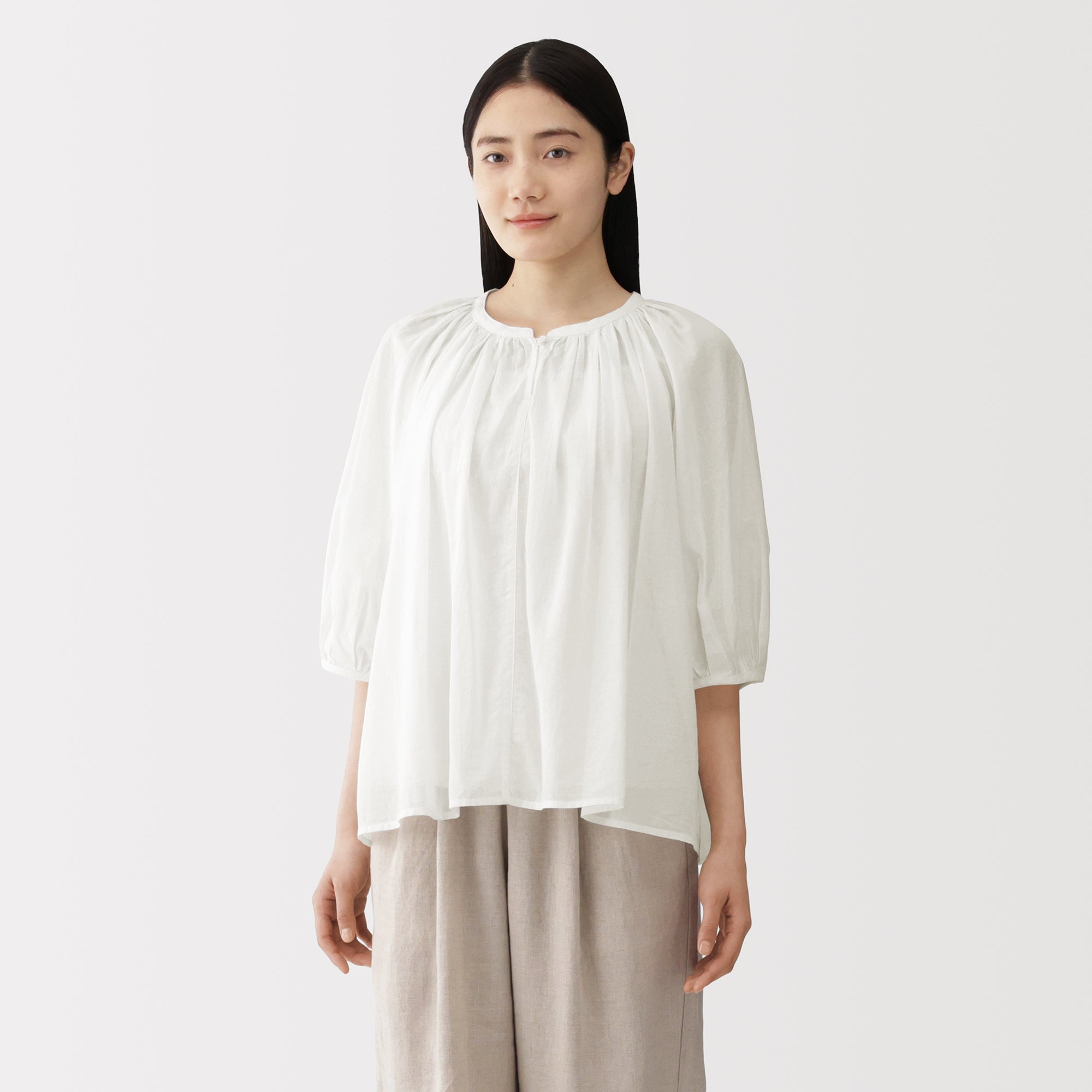 High-Twist Cotton Sheer Blouse