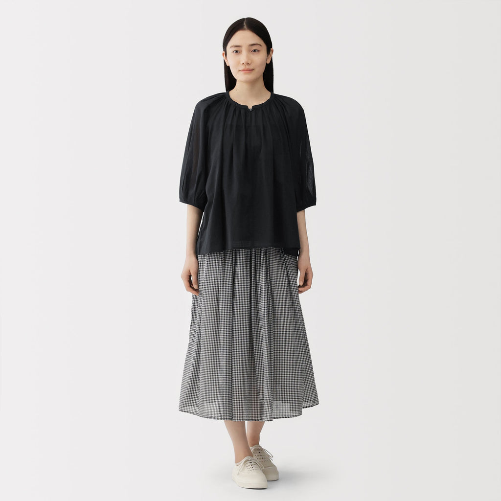 High-Twist Cotton Sheer Blouse