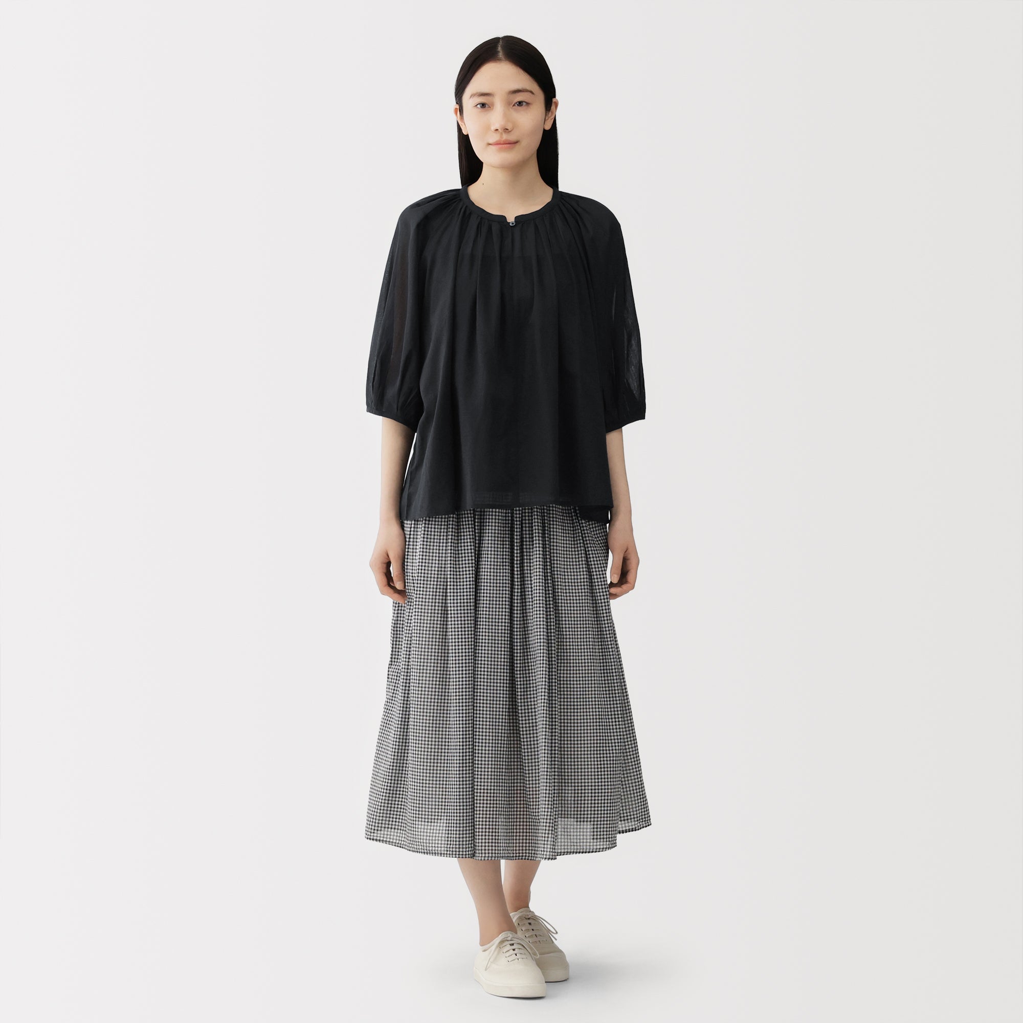 High-Twist Cotton Sheer Blouse