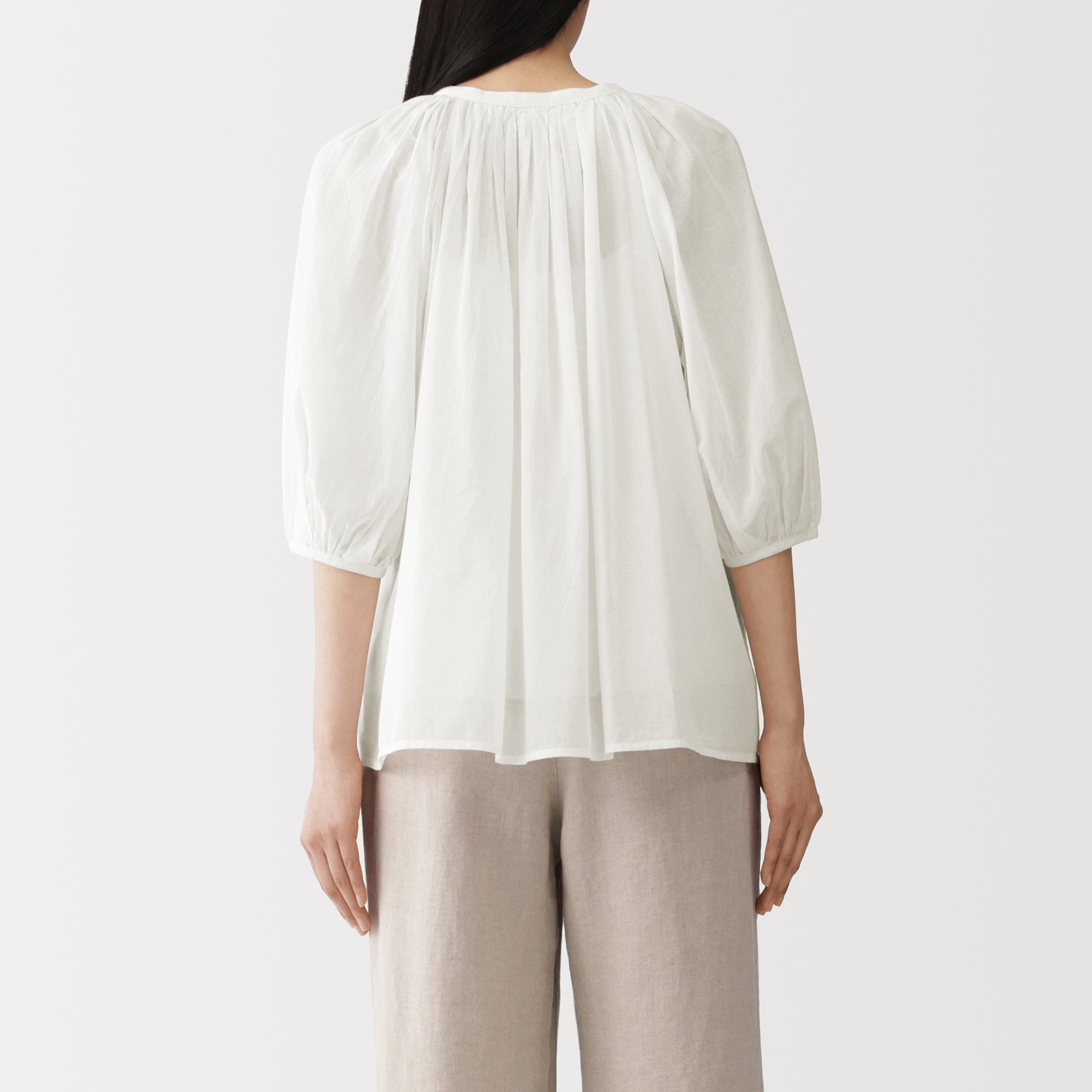 High-Twist Cotton Sheer Blouse