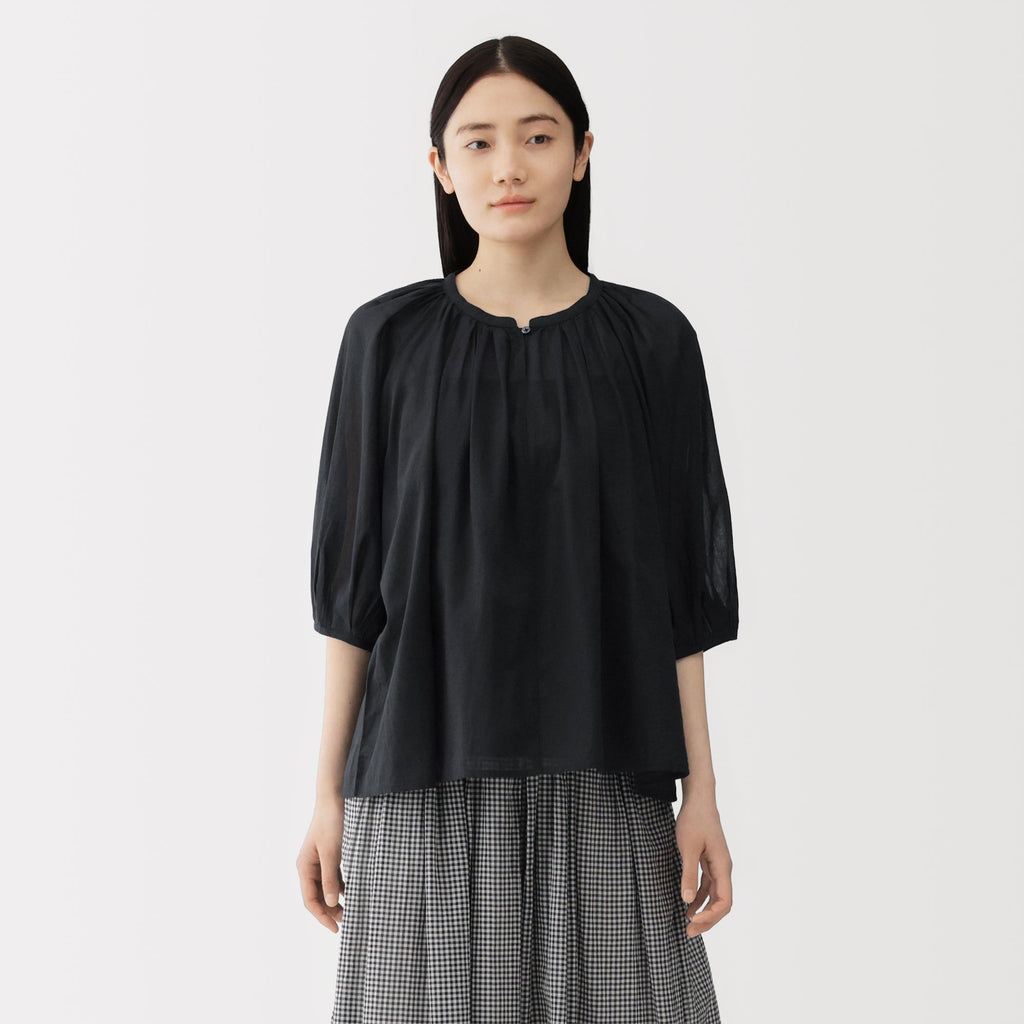 High-Twist Cotton Sheer Blouse