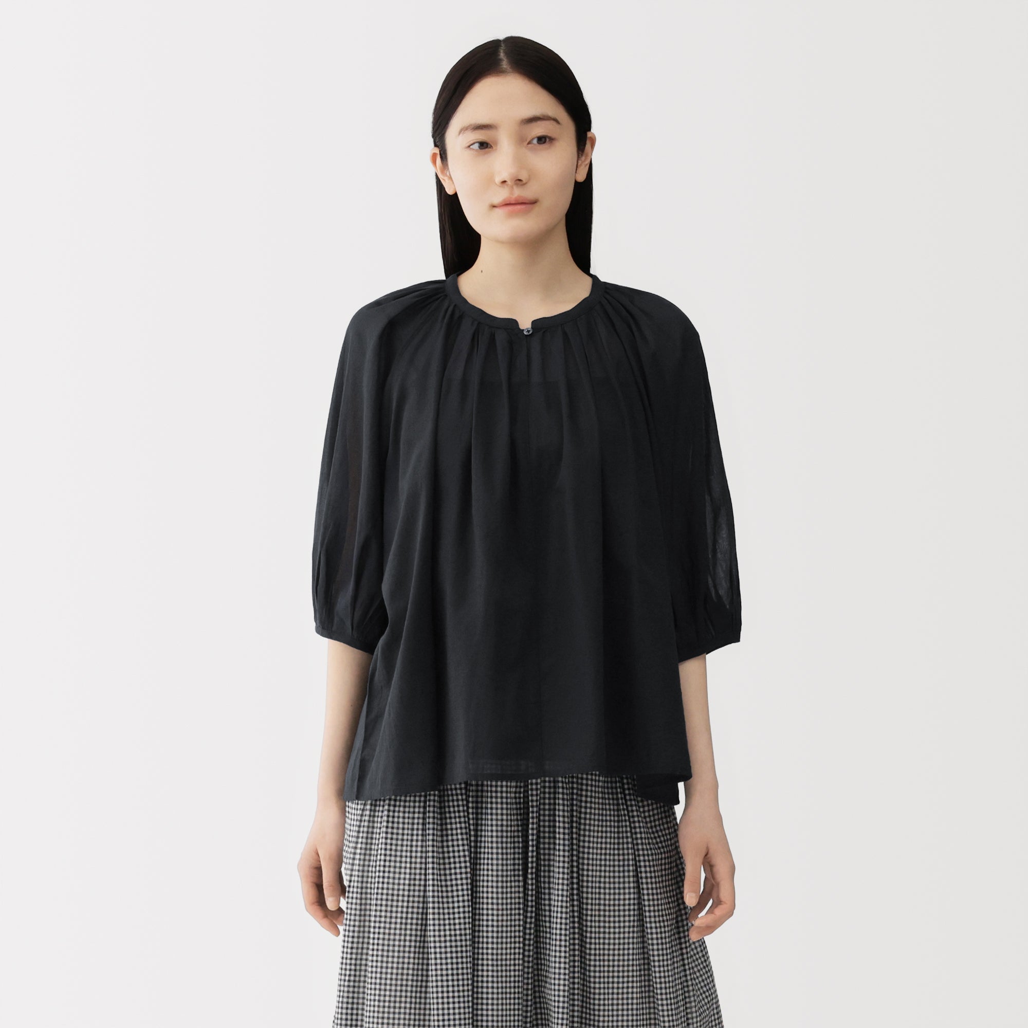 High-Twist Cotton Sheer Blouse