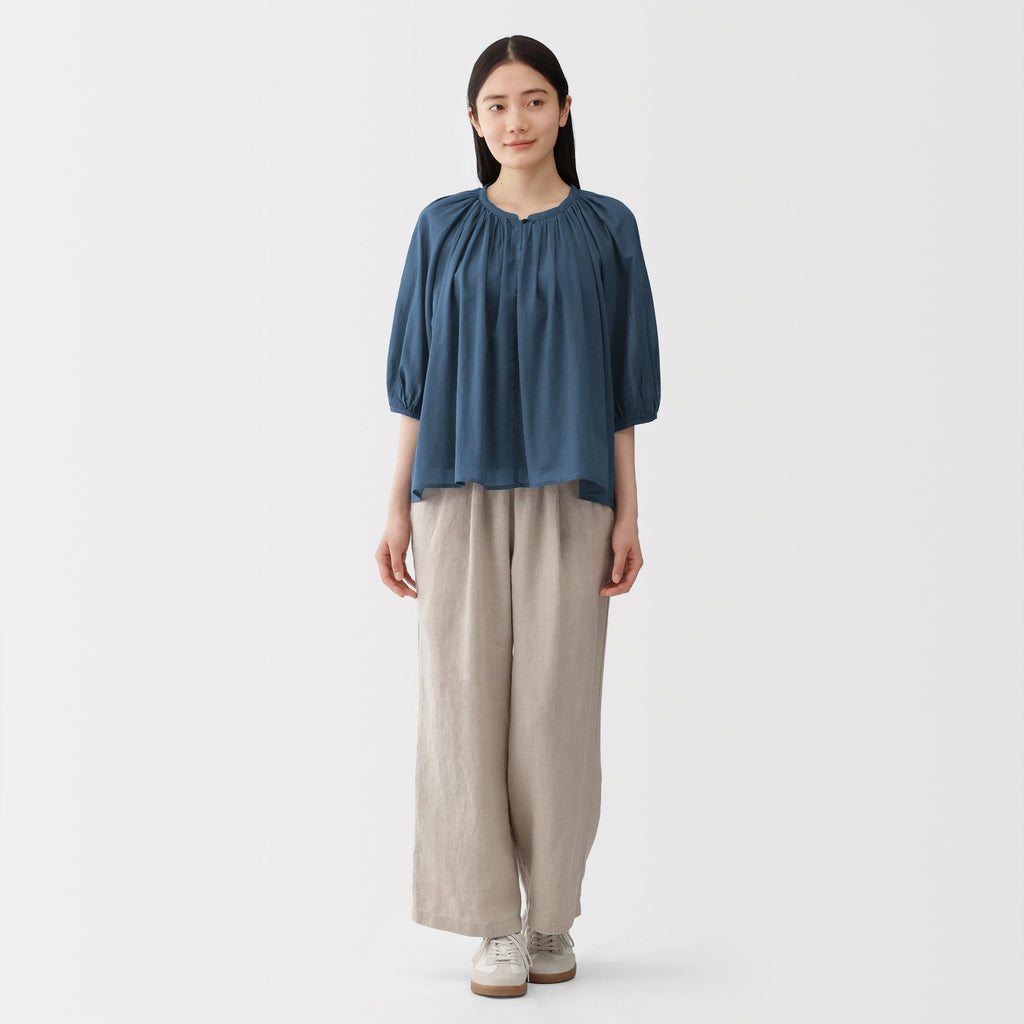 High-Twist Cotton Sheer Blouse