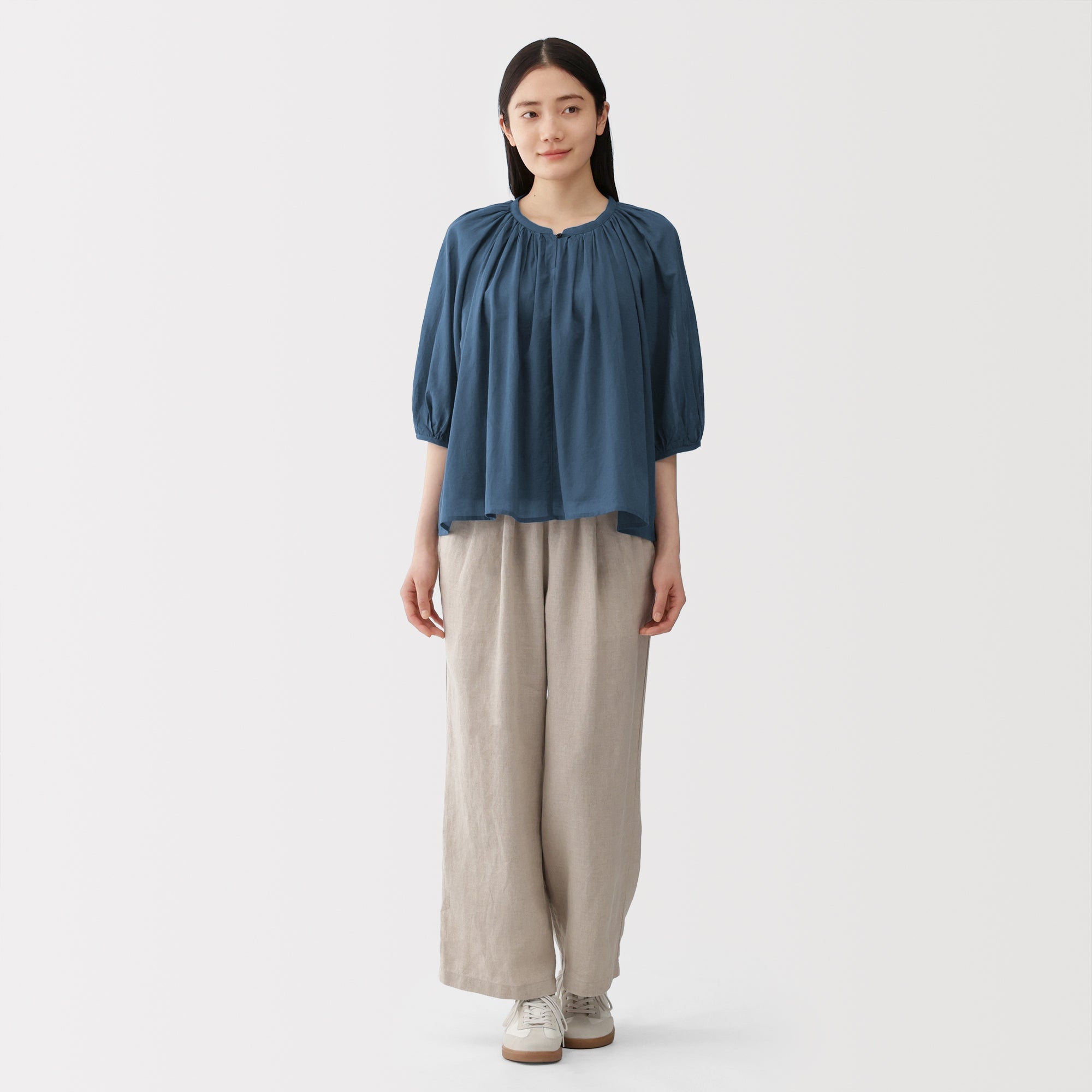 High-Twist Cotton Sheer Blouse