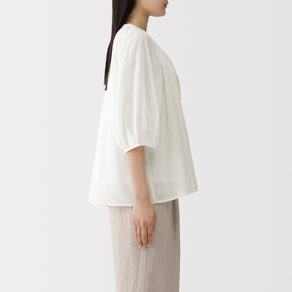 High-Twist Cotton Sheer Blouse