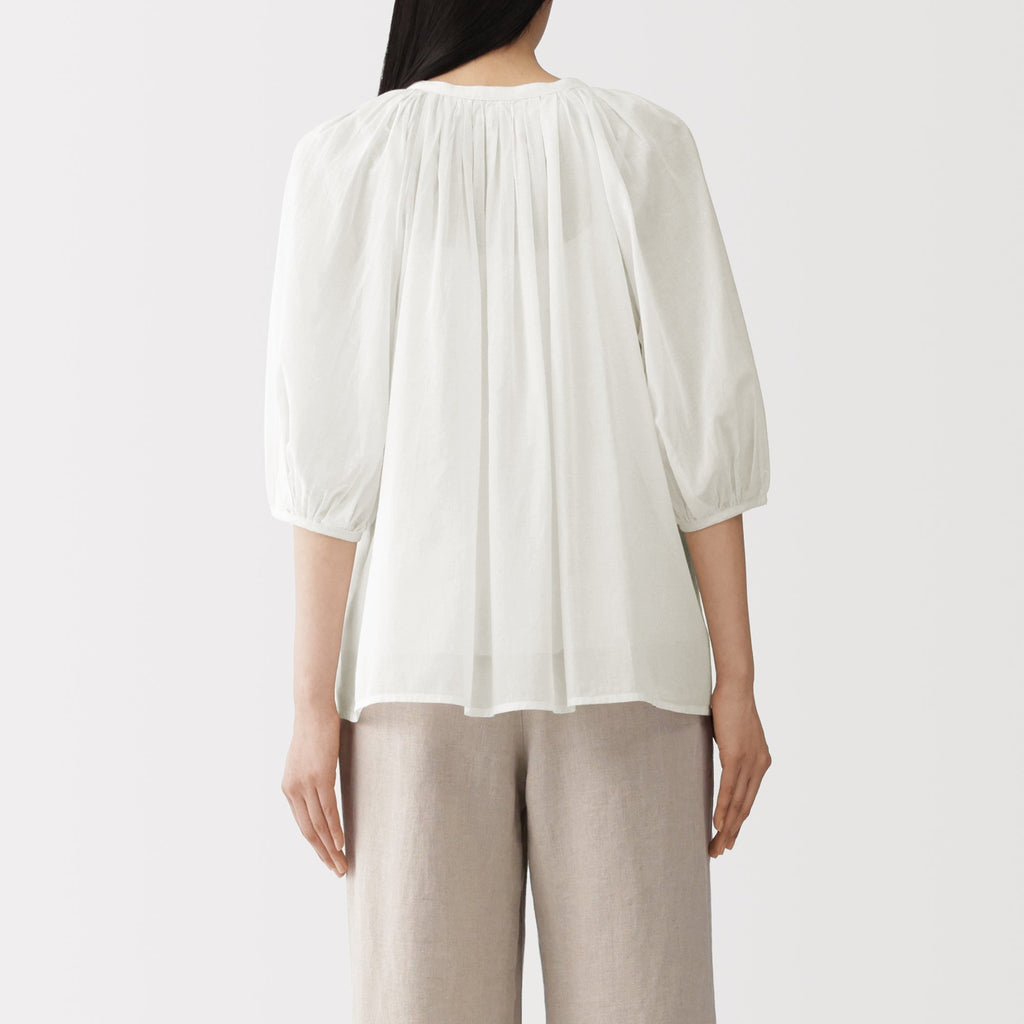 High-Twist Cotton Sheer Blouse