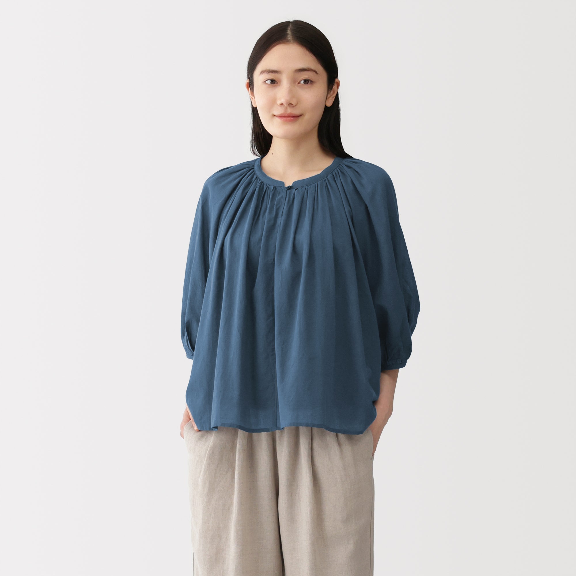 High-Twist Cotton Sheer Blouse