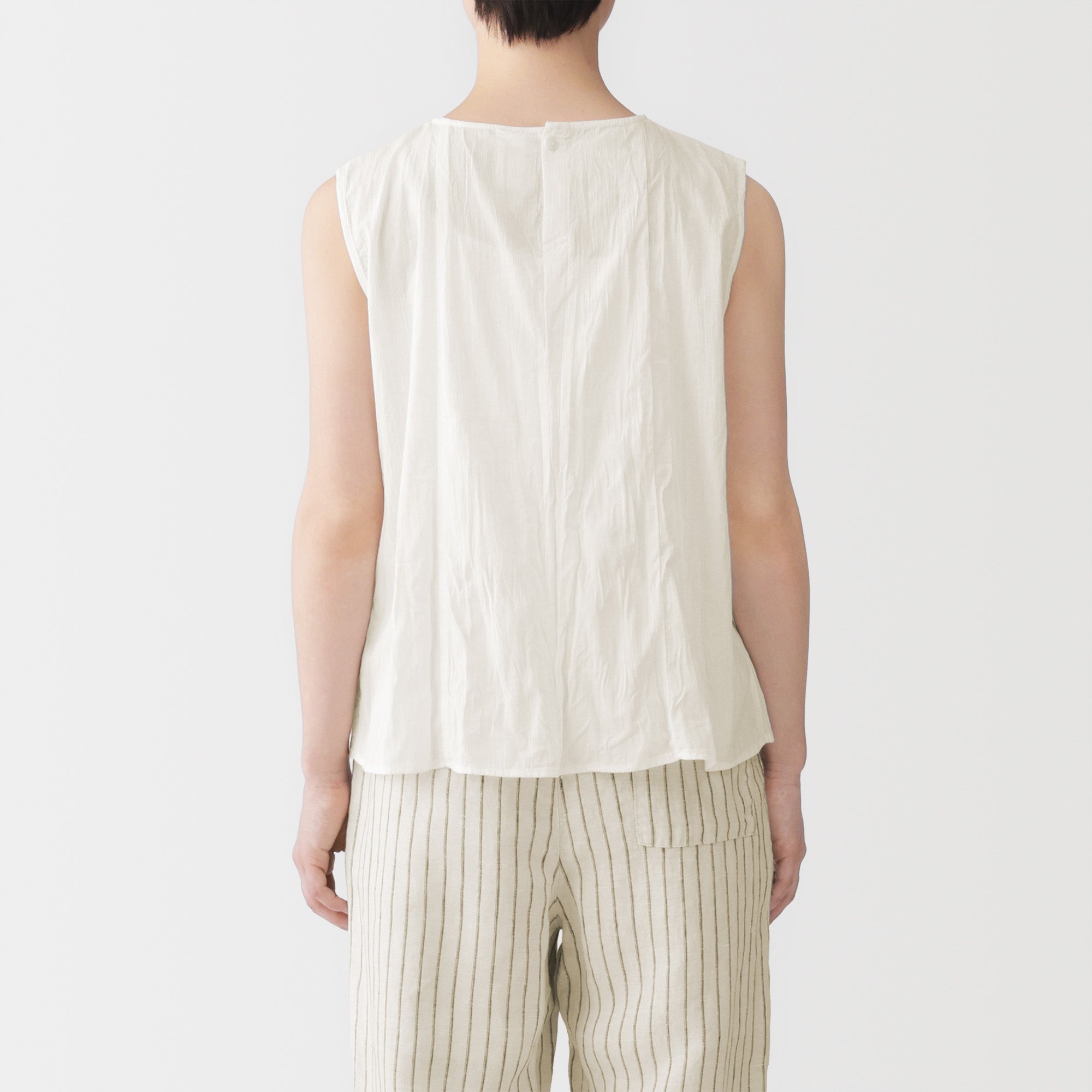 Cotton Crepe Sleeveless Blouse