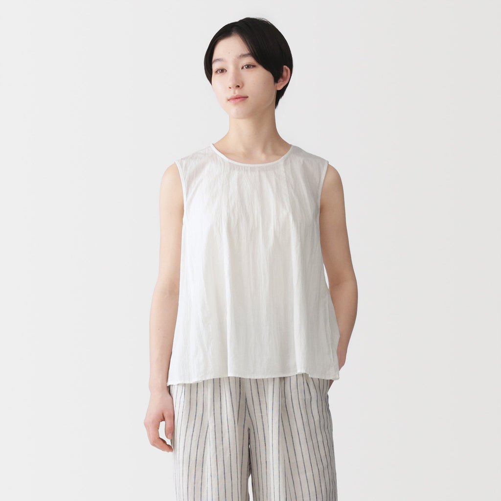 Cotton Crepe Sleeveless Blouse