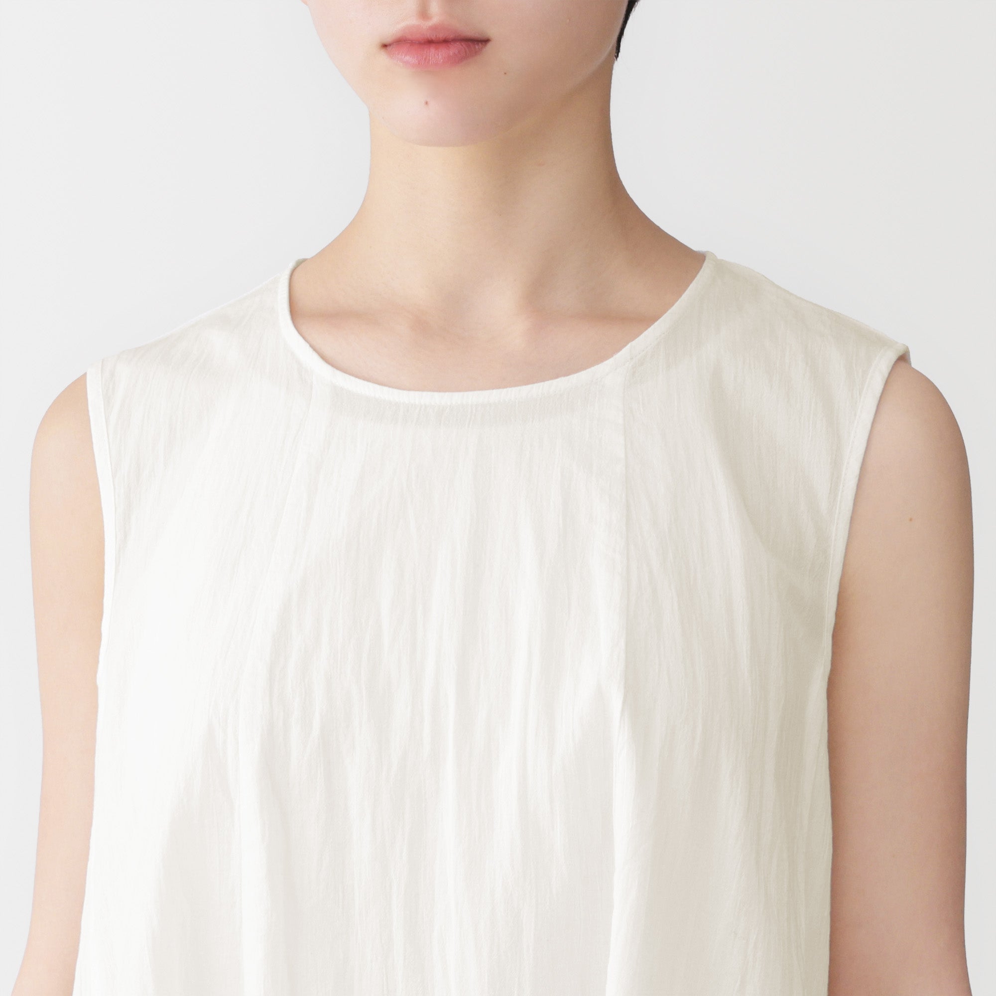 Cotton Crepe Sleeveless Blouse