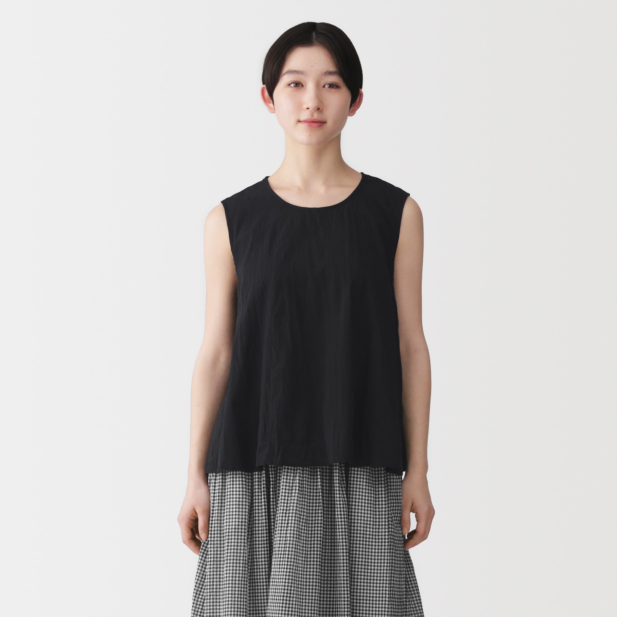 Cotton Crepe Sleeveless Blouse