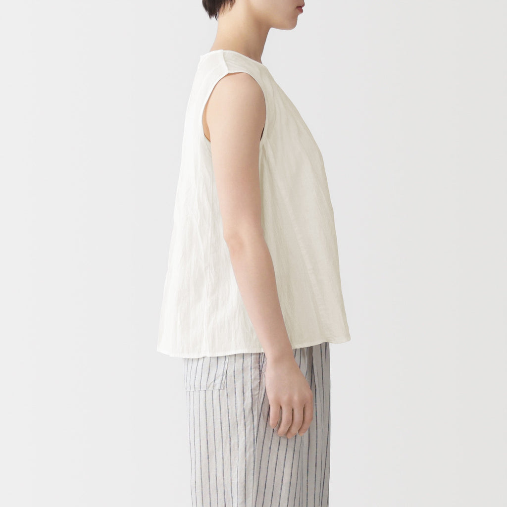 Cotton Crepe Sleeveless Blouse