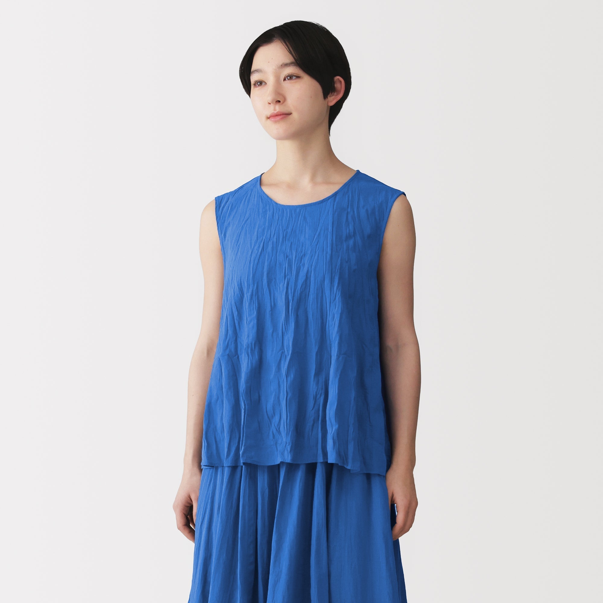 Cotton Crepe Sleeveless Blouse