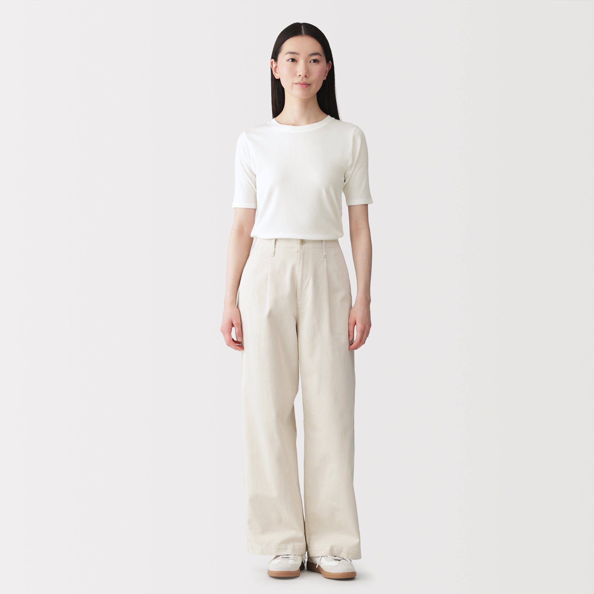 Lyocell Blend Rib Half Sleeve T-Shirt