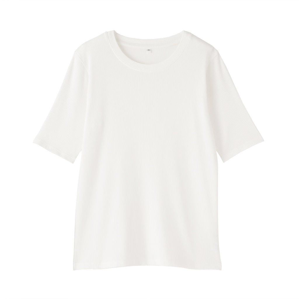 Lyocell Blend Rib Half Sleeve T-Shirt