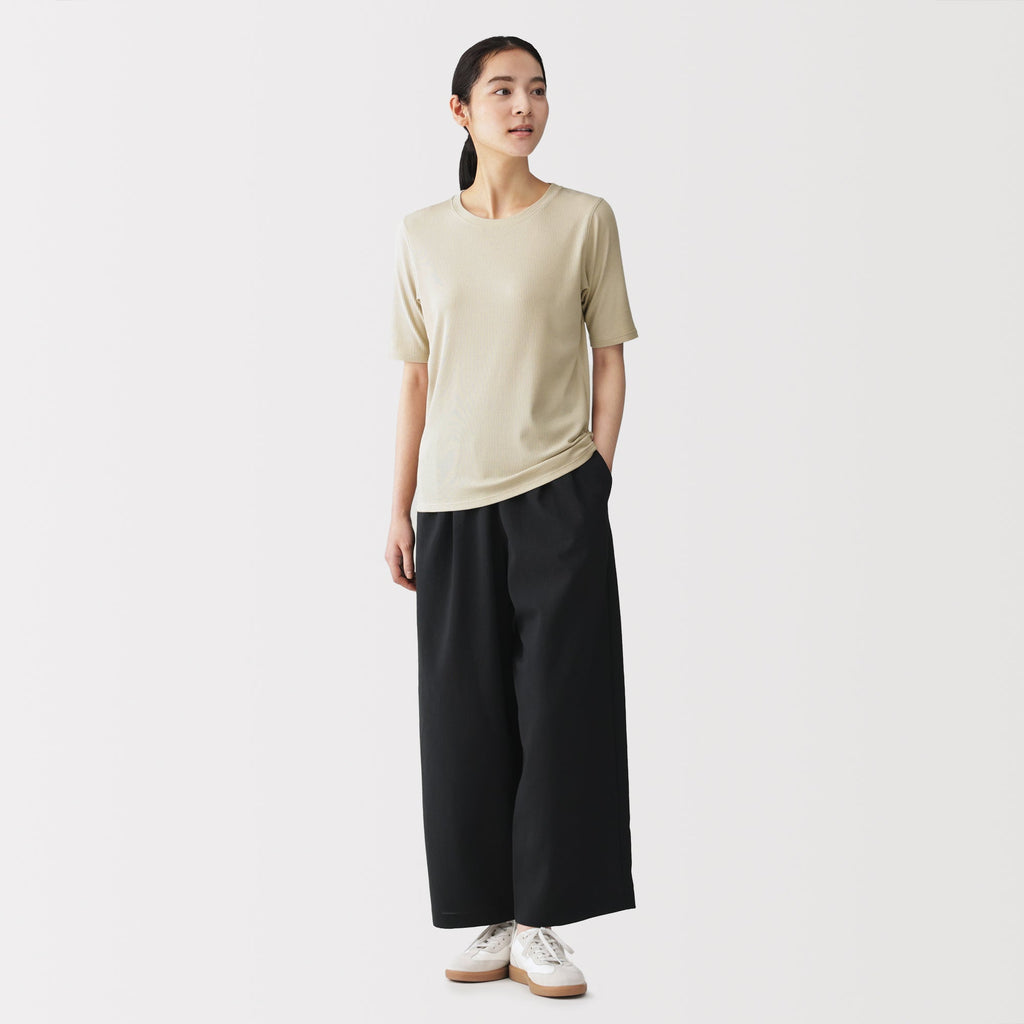 Lyocell Blend Rib Half Sleeve T-Shirt