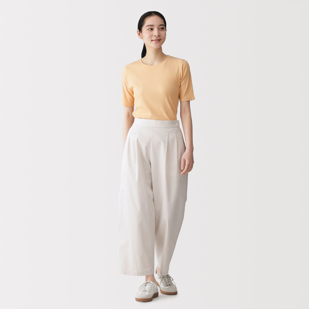 Lyocell Blend Rib Half Sleeve T-Shirt