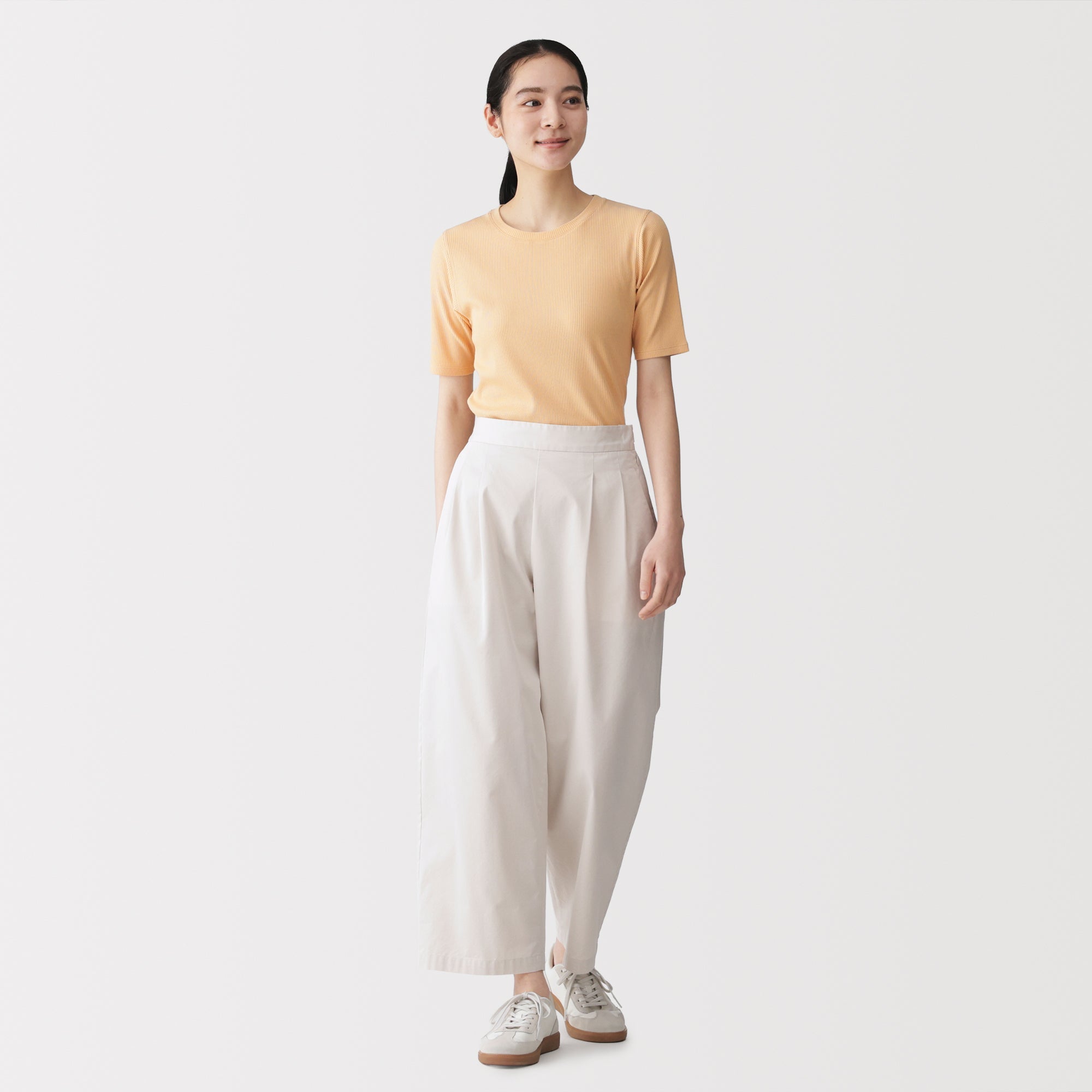 Lyocell Blend Rib Half Sleeve T-Shirt