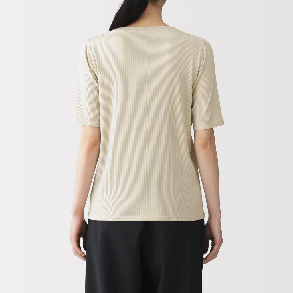 Lyocell Blend Rib Half Sleeve T-Shirt