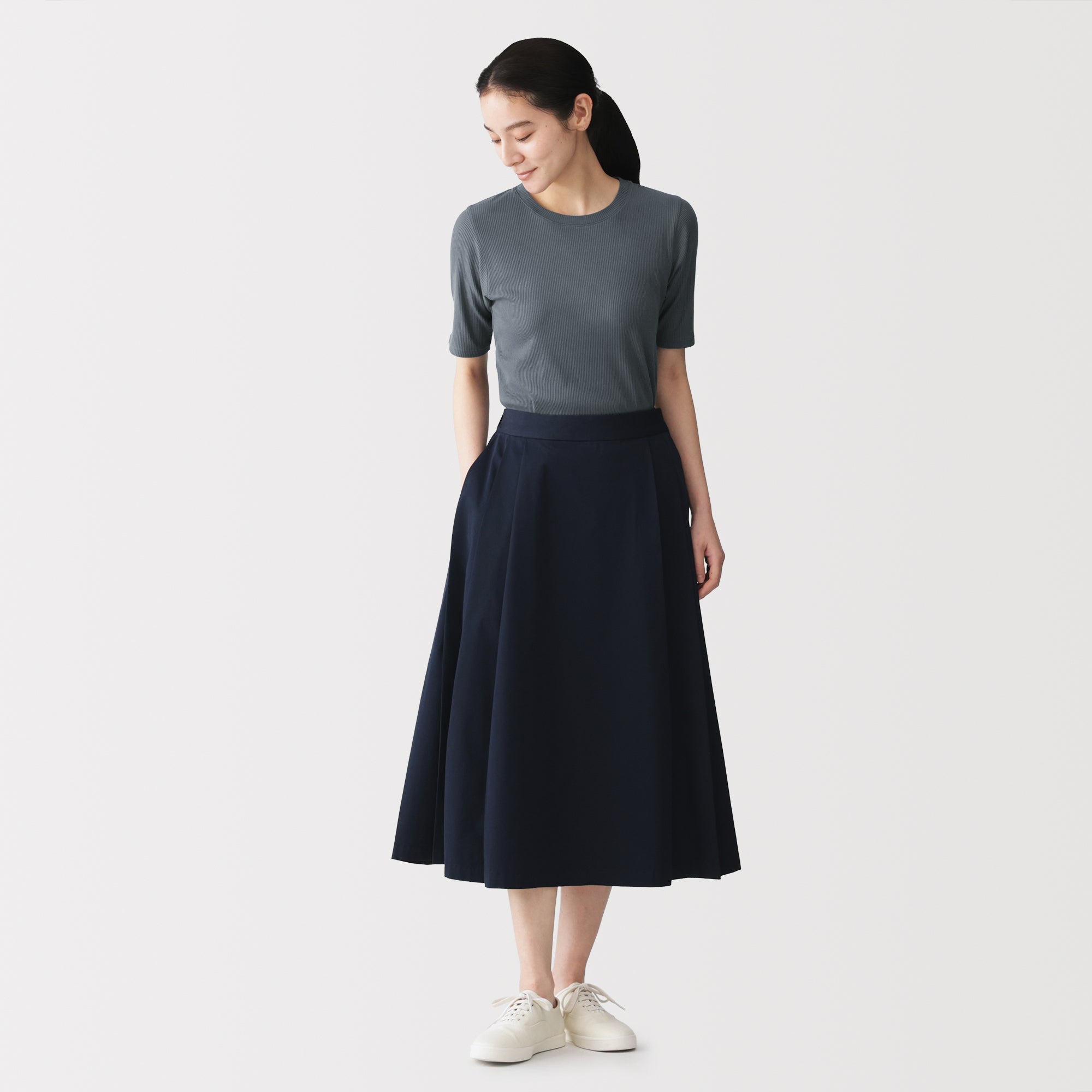 Lyocell Blend Rib Half Sleeve T-Shirt