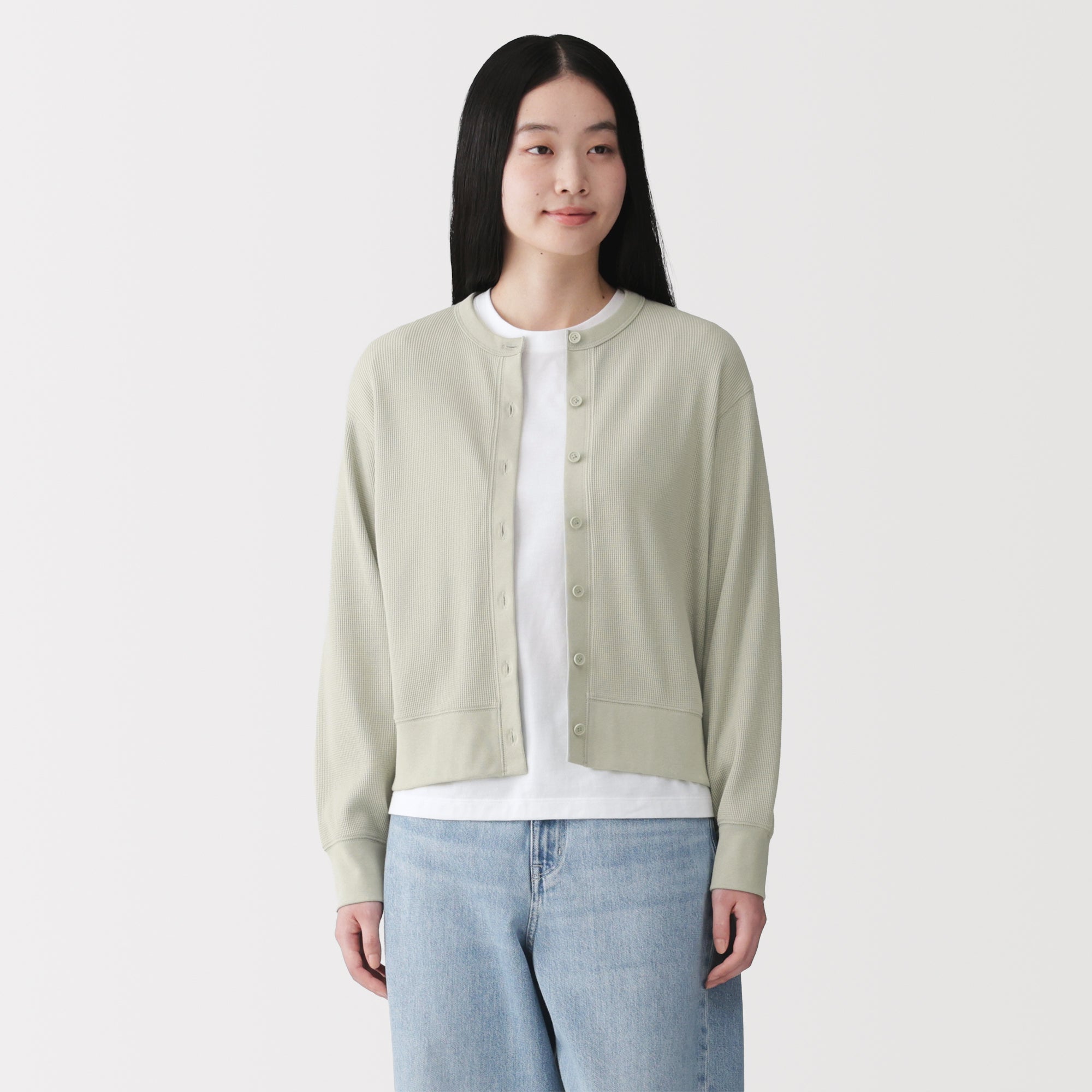 Cotton Waffle Cardigan
