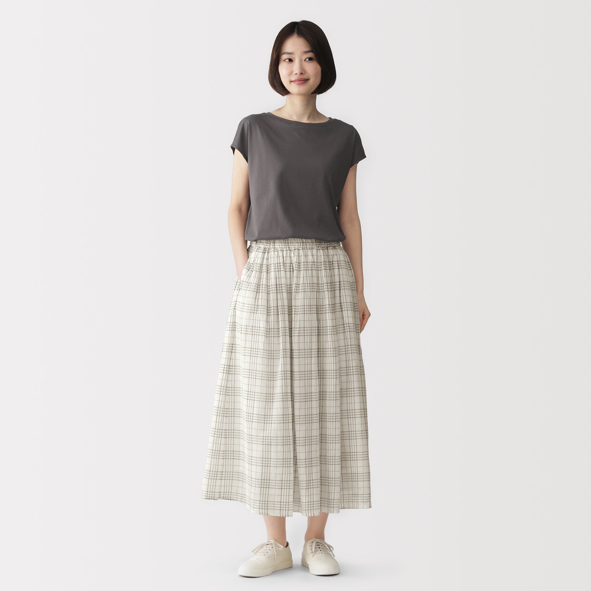 High-Twist Cotton Gathered Skirt