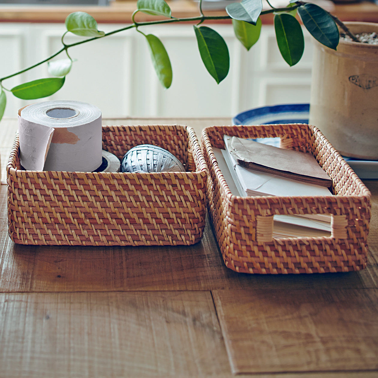 Rattan Stackable Box With Handle