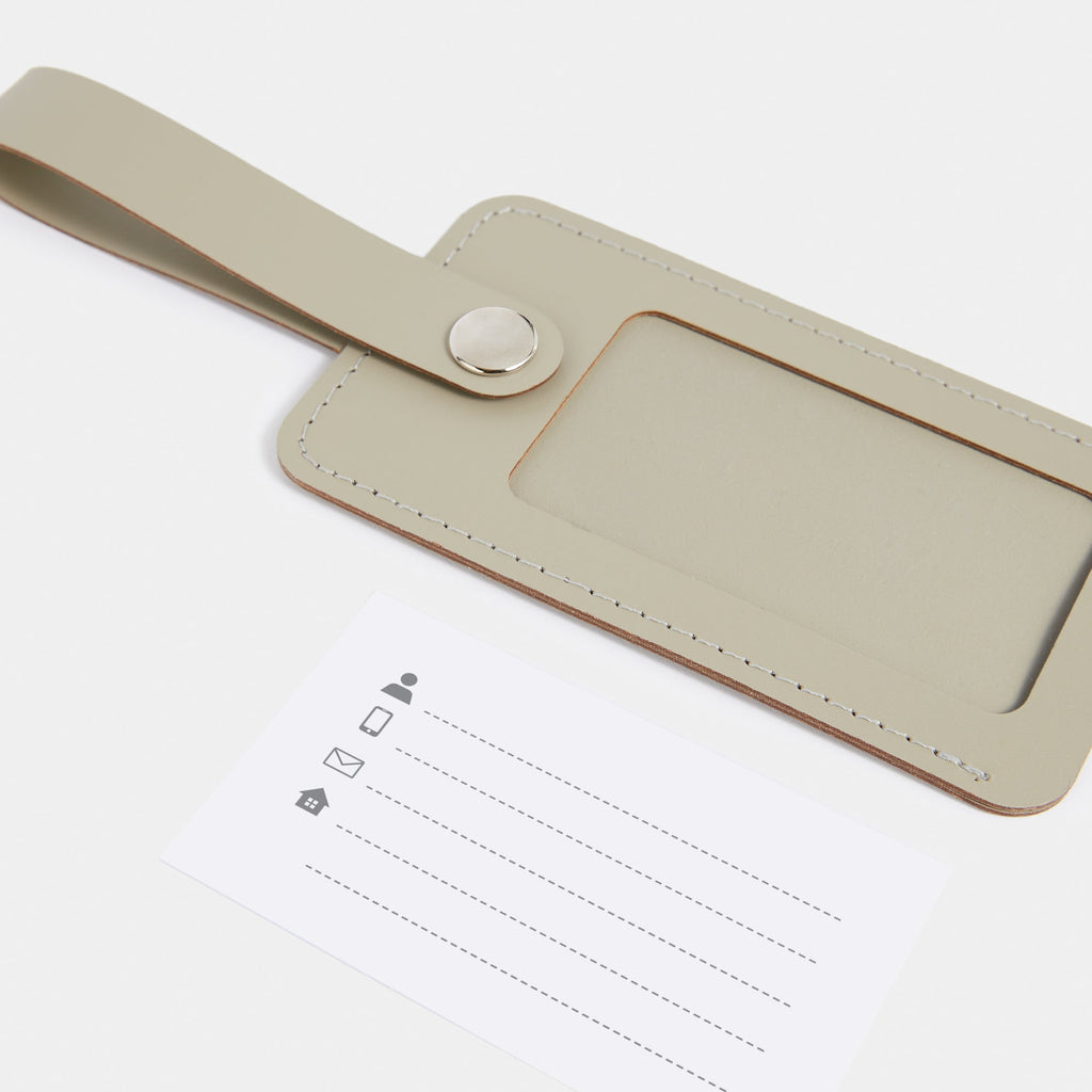 Recycled Leather Luggage Tag - Ash