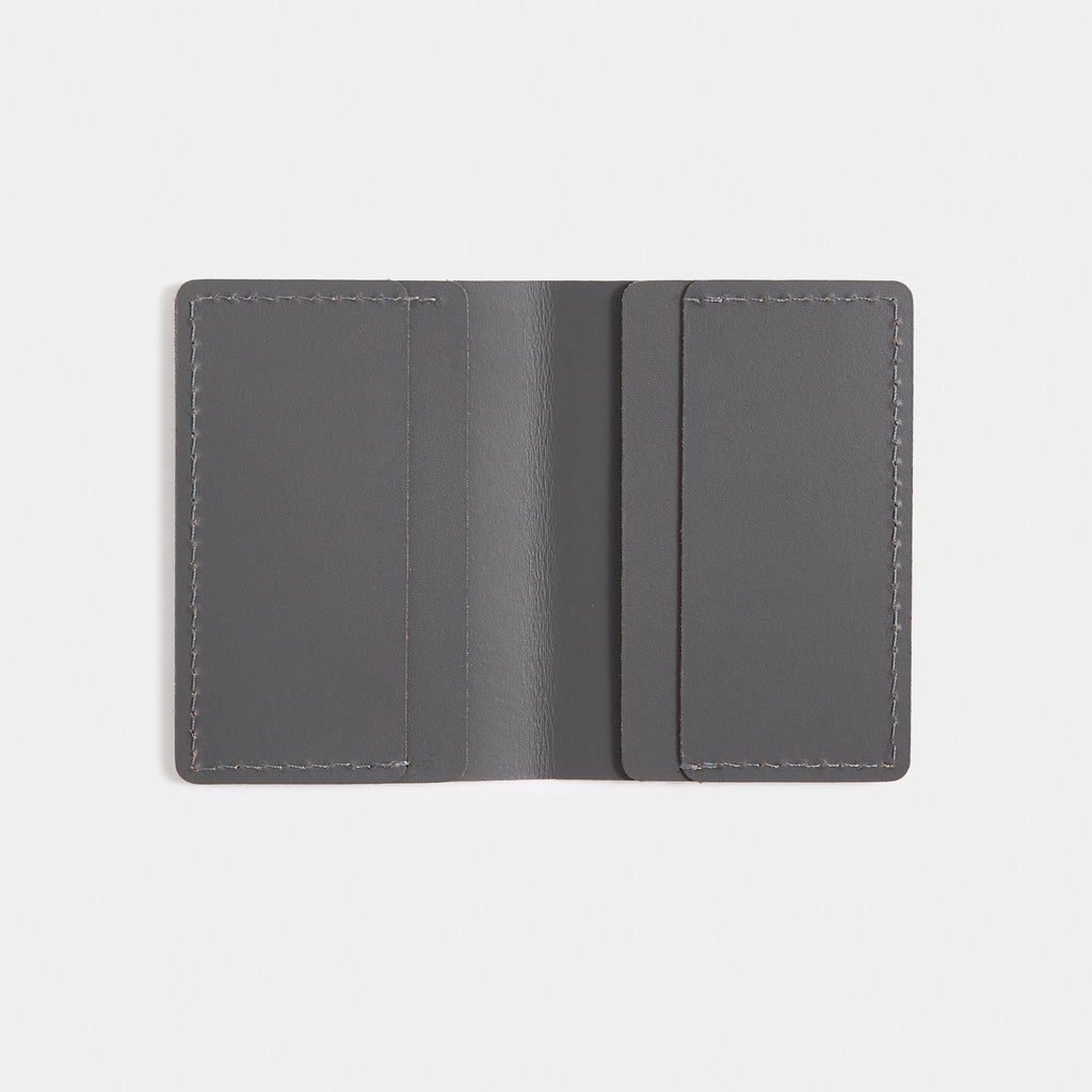 Recycled Leather Travel Card Holder - Graphite