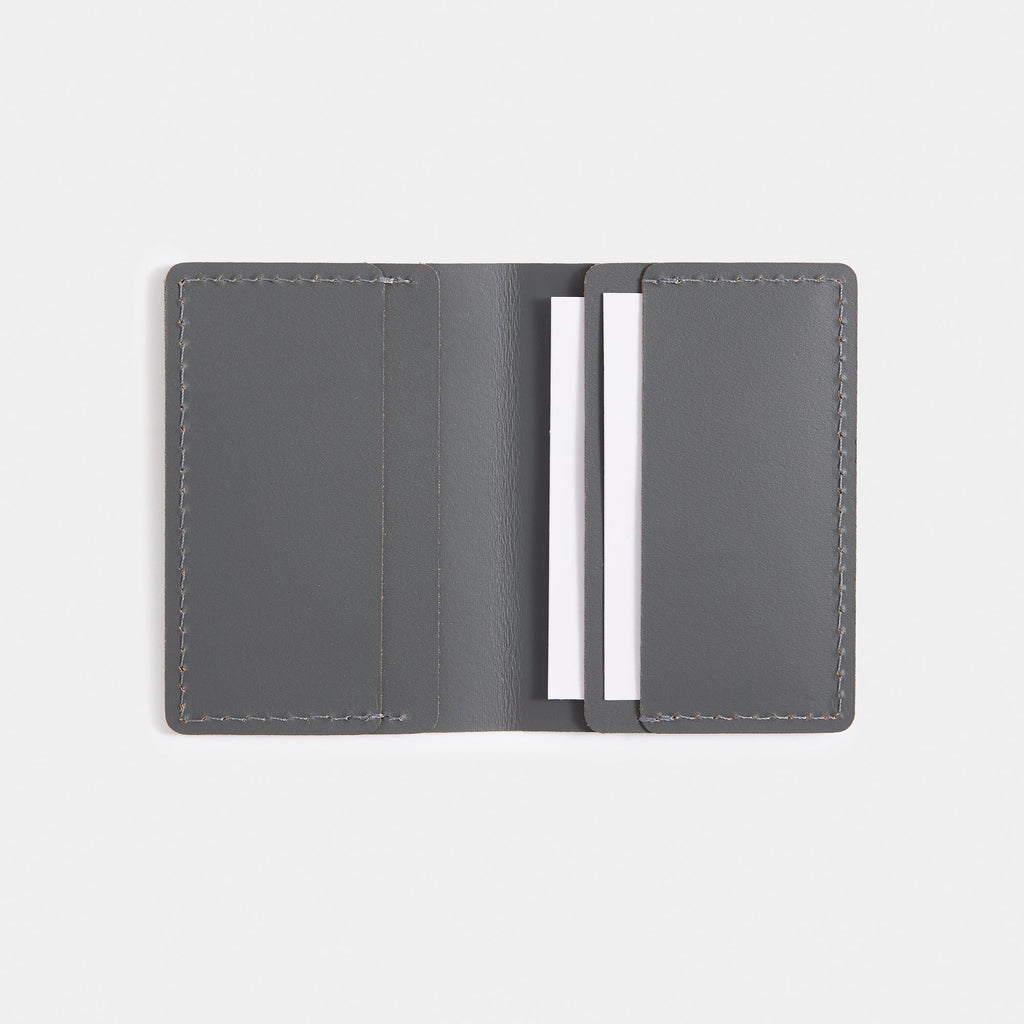 Recycled Leather Travel Card Holder - Graphite
