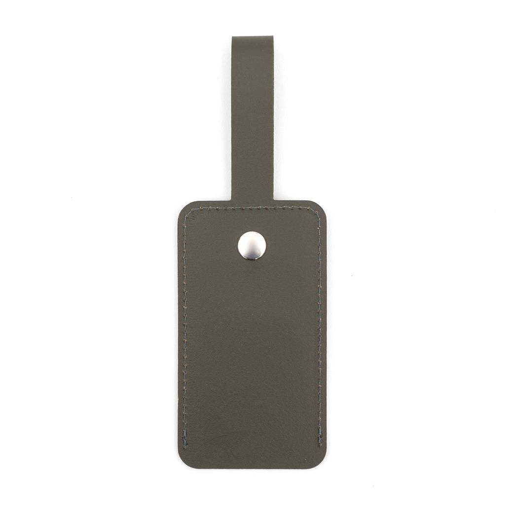 Recycled Leather Luggage Tag - Khaki