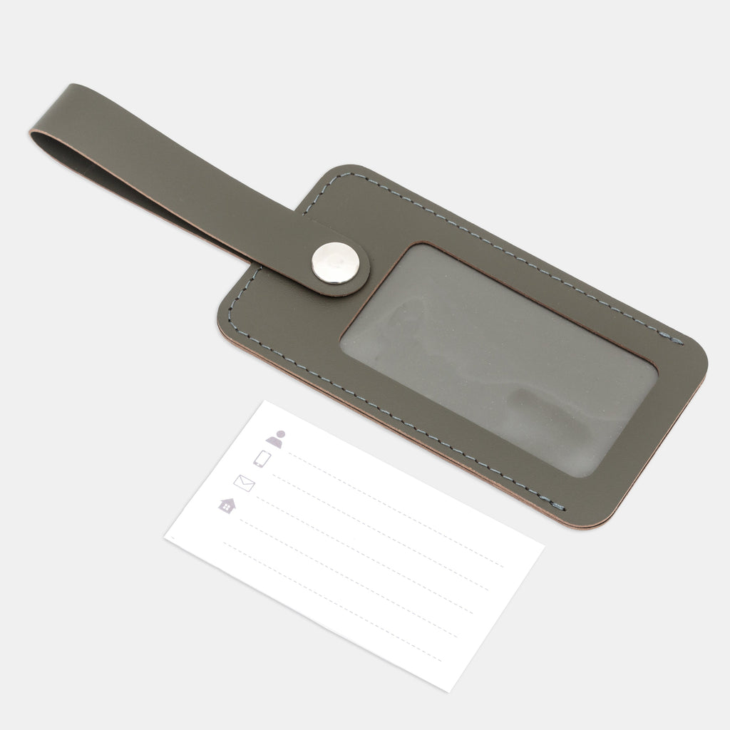 Recycled Leather Luggage Tag - Khaki