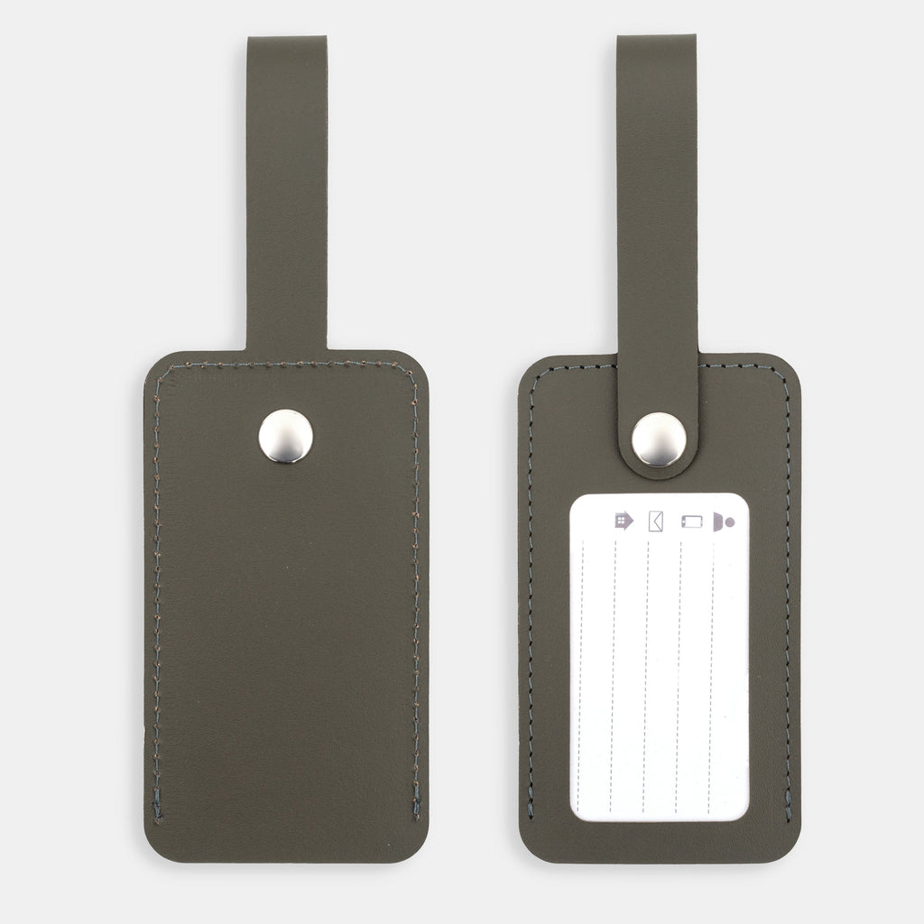 Recycled Leather Luggage Tag - Khaki