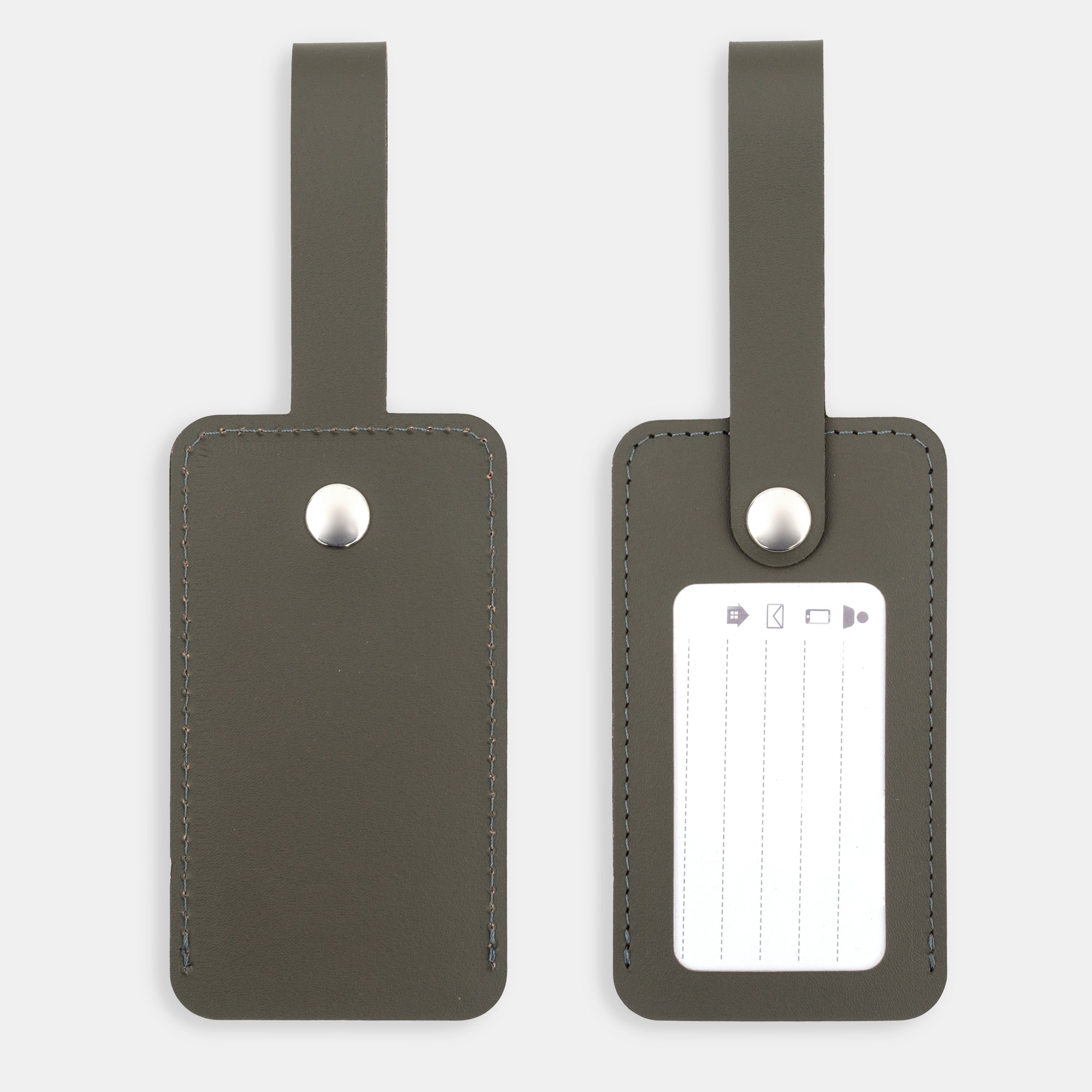 Recycled Leather Luggage Tag - Khaki
