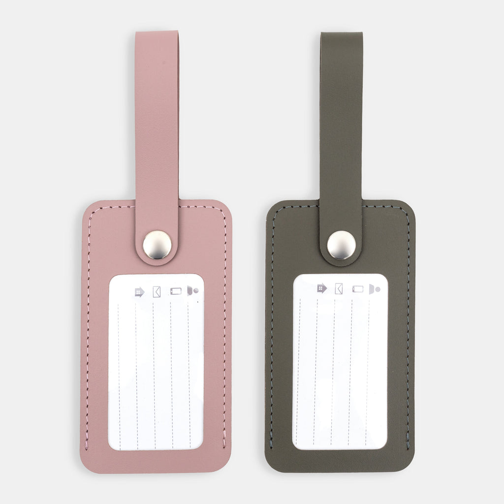 Recycled Leather Luggage Tag - Khaki