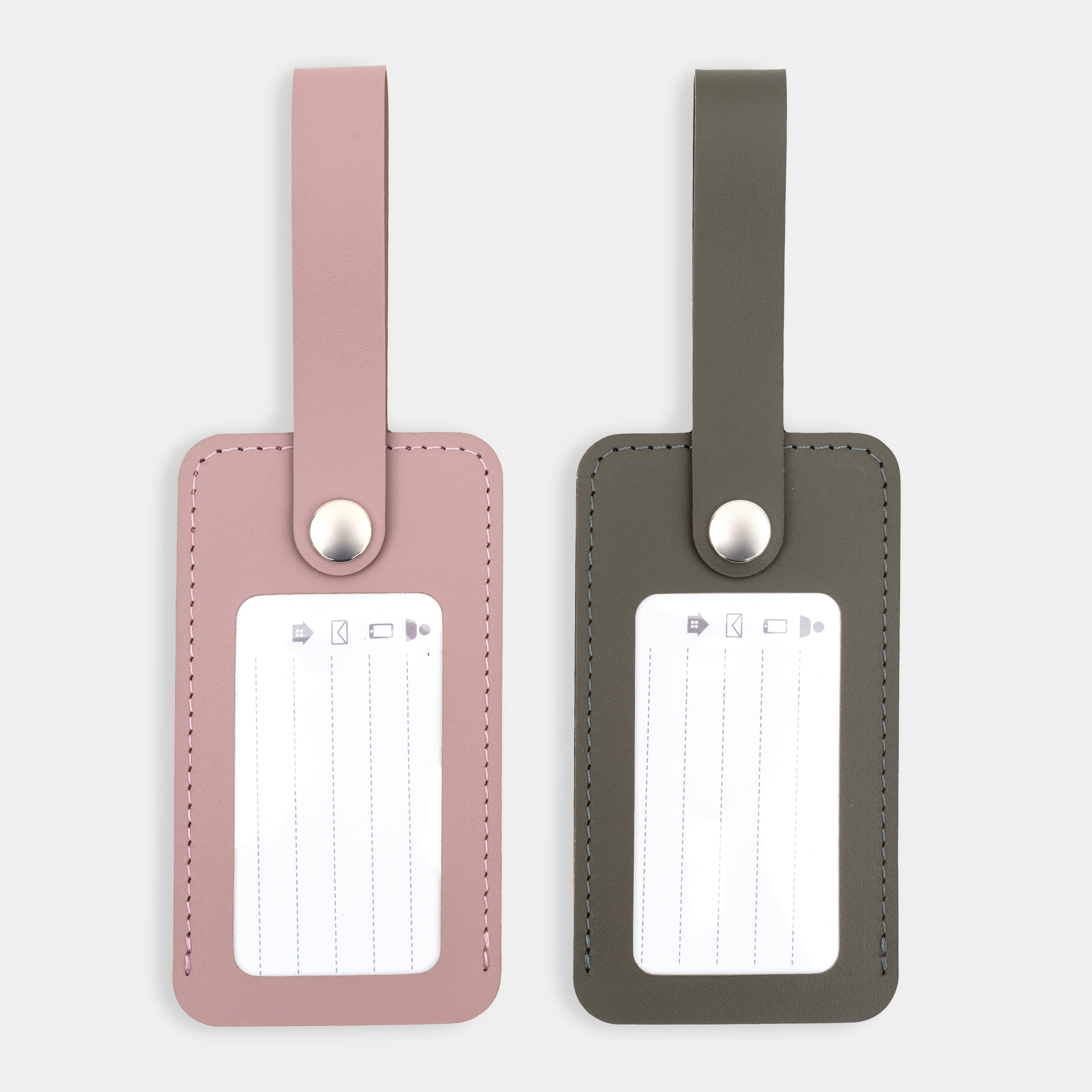 Recycled Leather Luggage Tag - Khaki