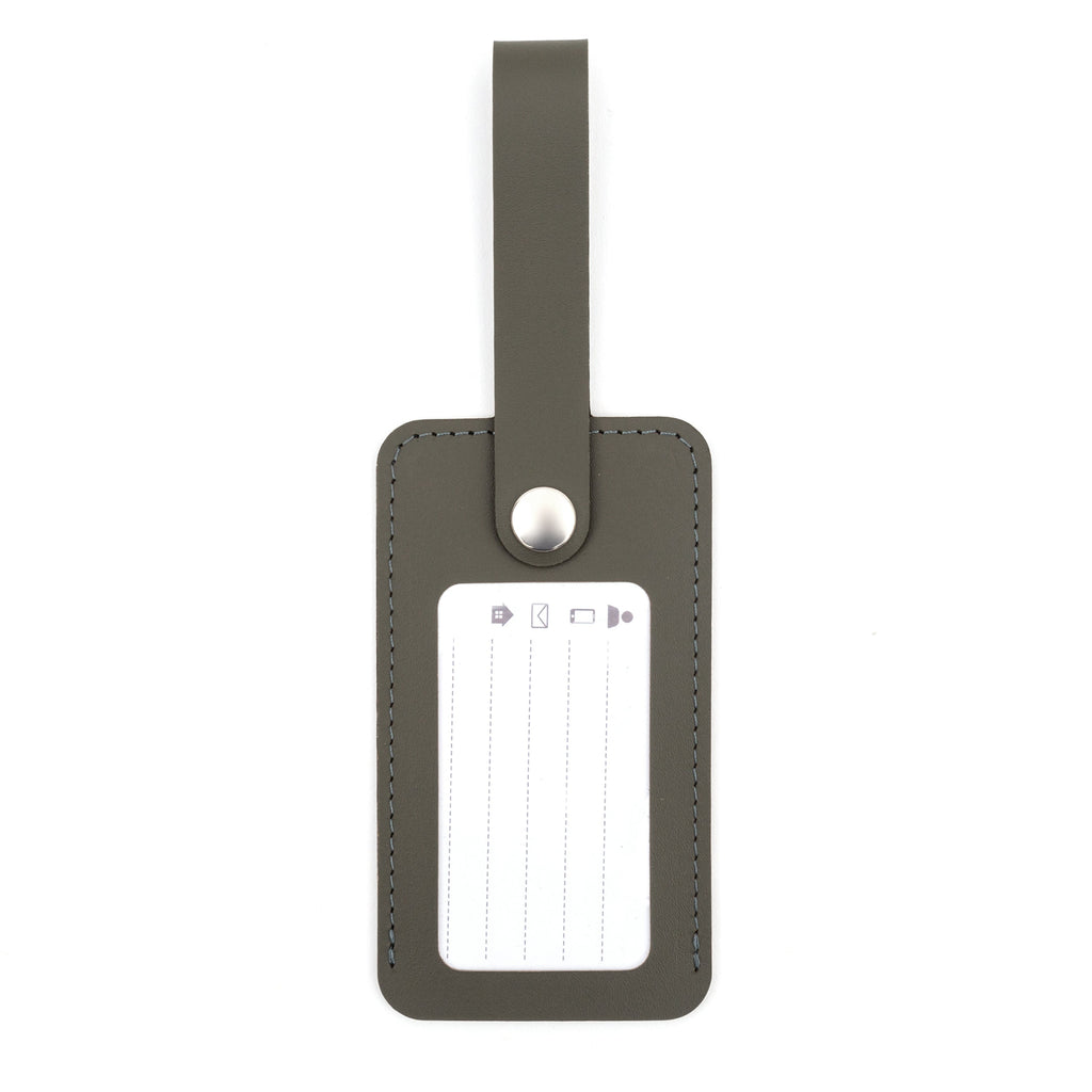 Recycled Leather Luggage Tag - Khaki