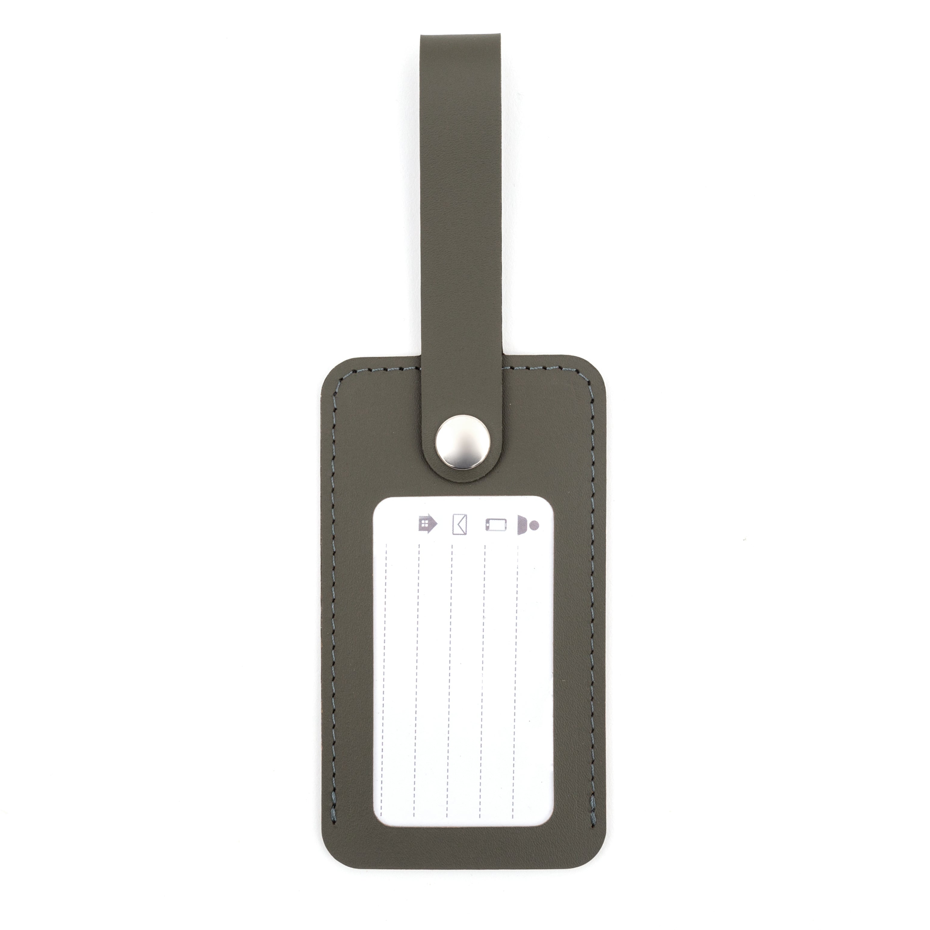 Recycled Leather Luggage Tag - Khaki