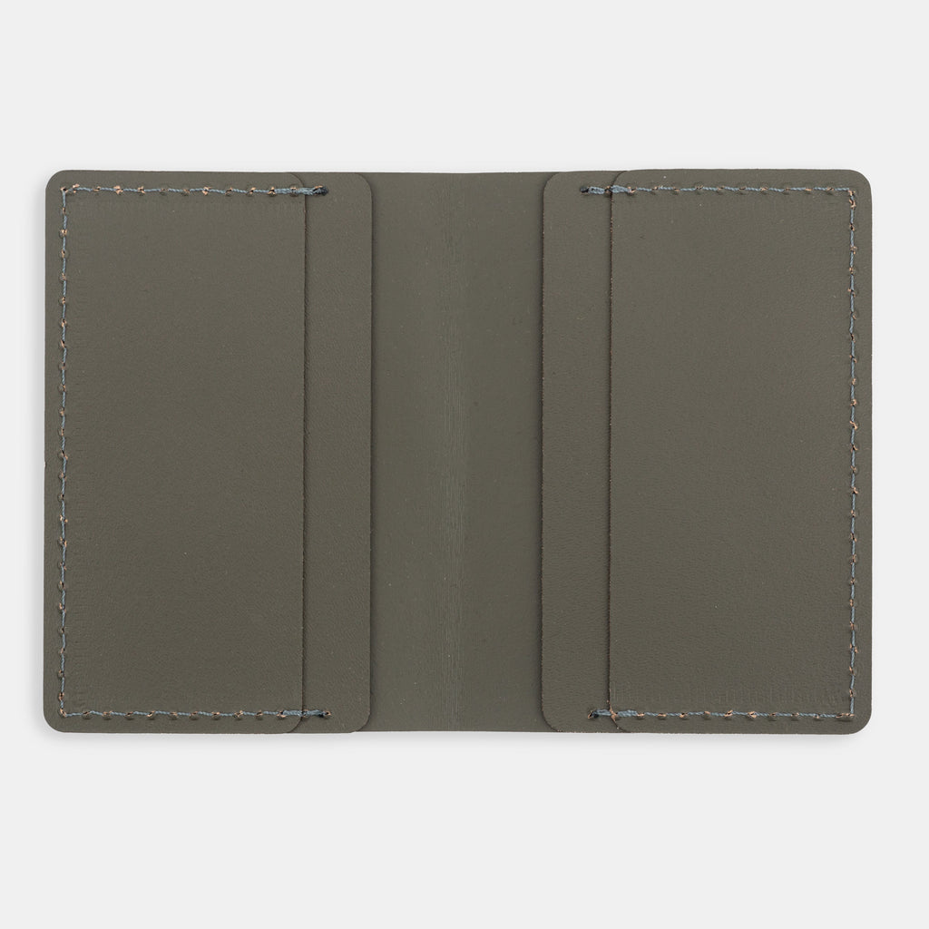 Recycled Leather Travel Card Holder - Khaki