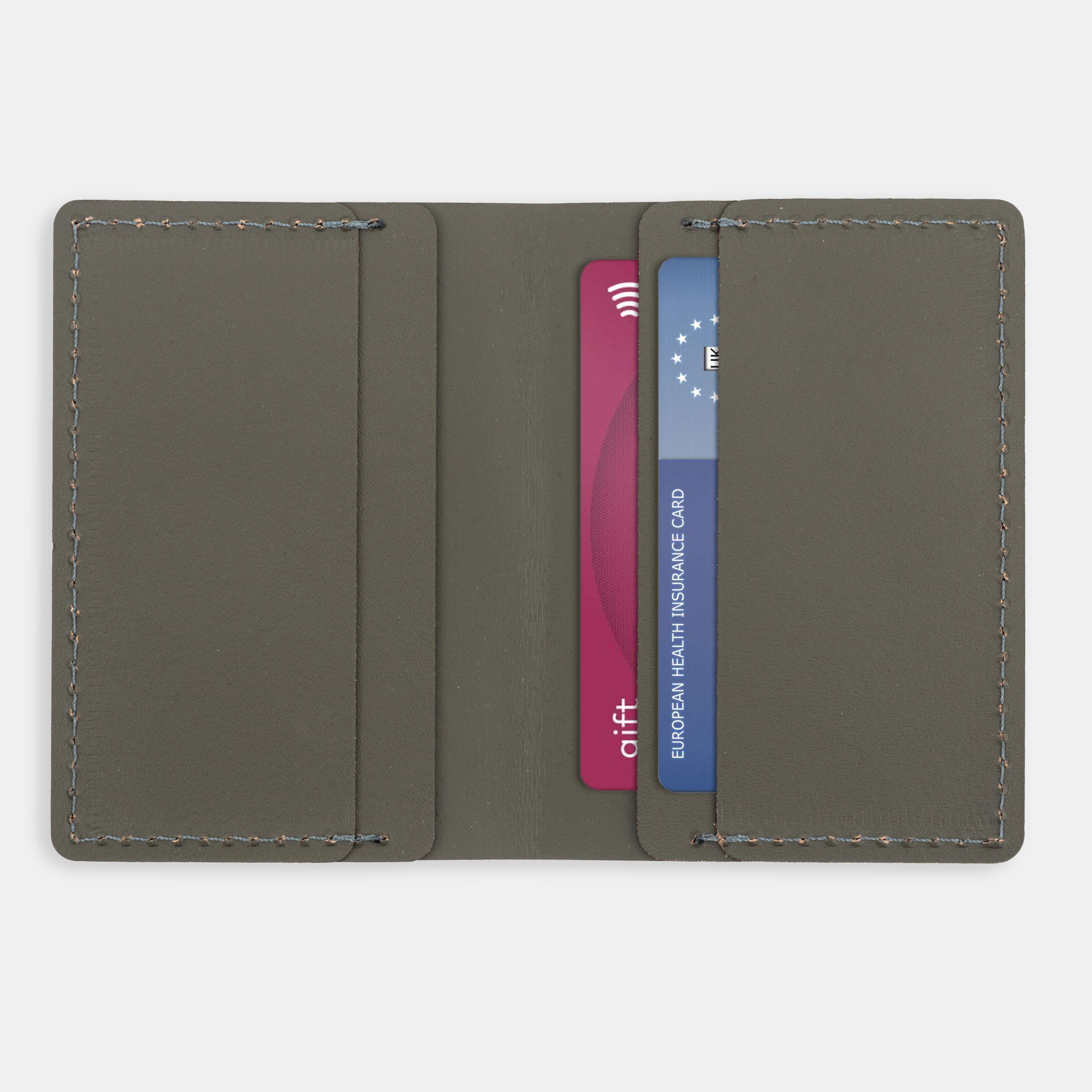 Recycled Leather Travel Card Holder - Khaki