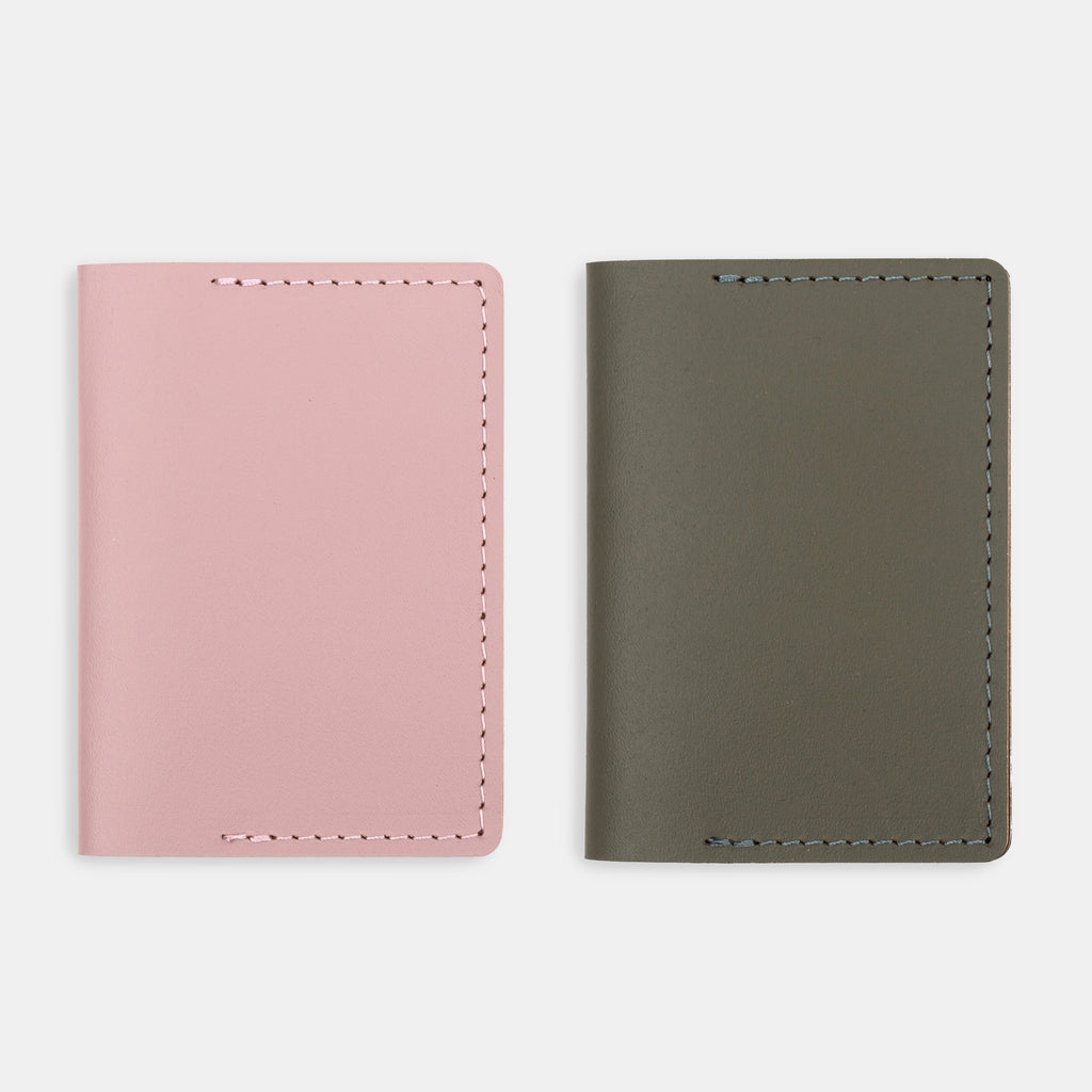 Recycled Leather Travel Card Holder - Khaki
