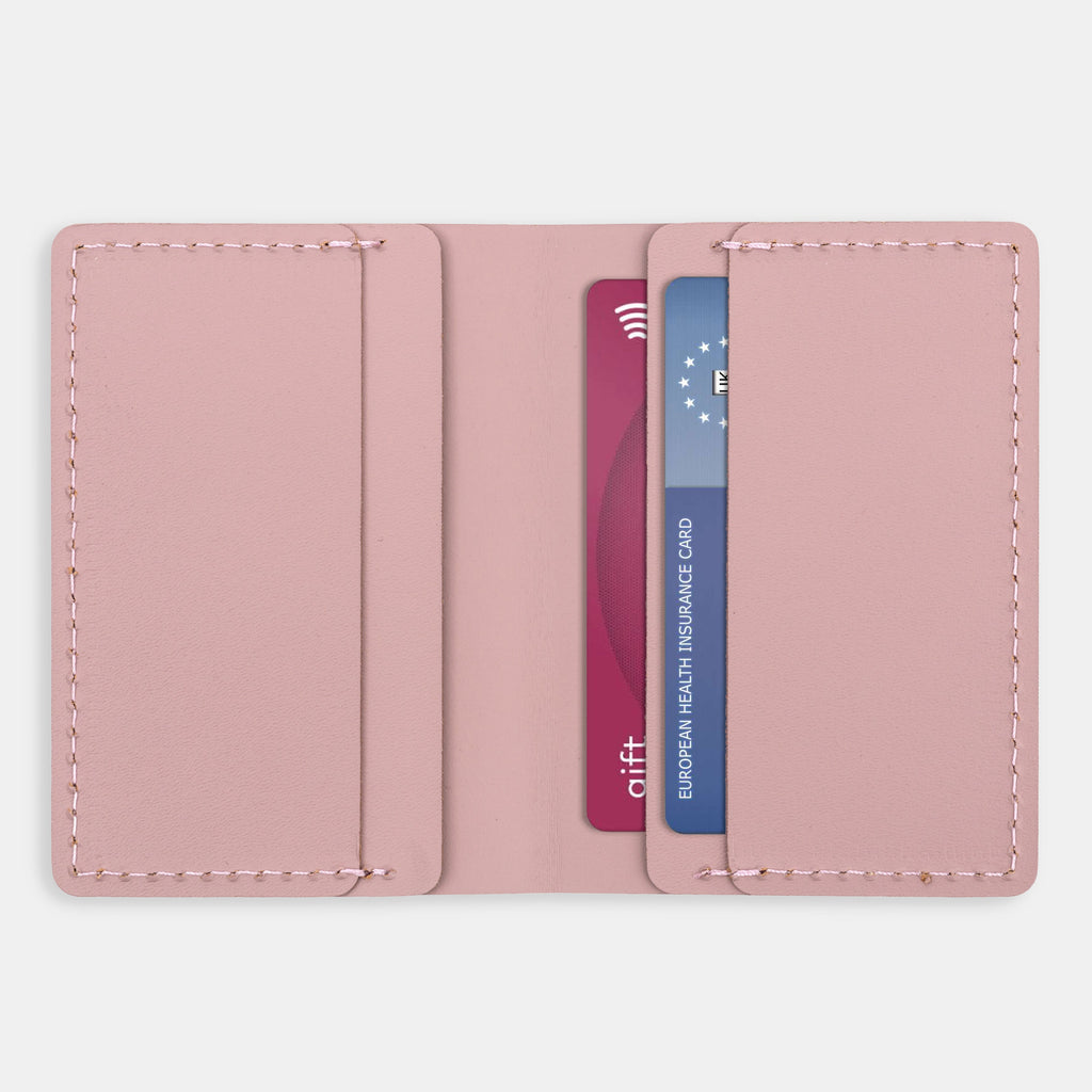 Recycled Leather Travel Card Holder - Pink