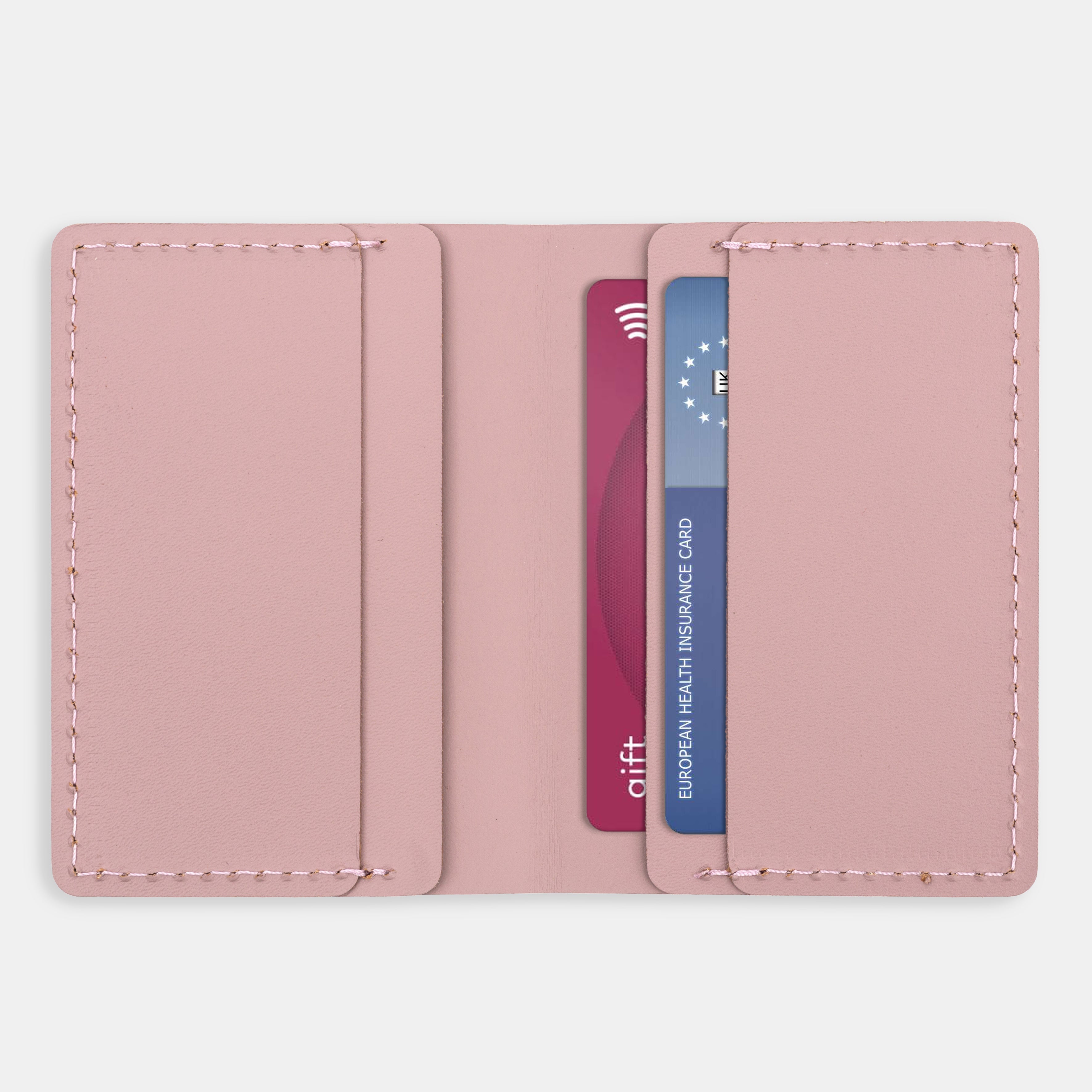 Recycled Leather Travel Card Holder - Pink