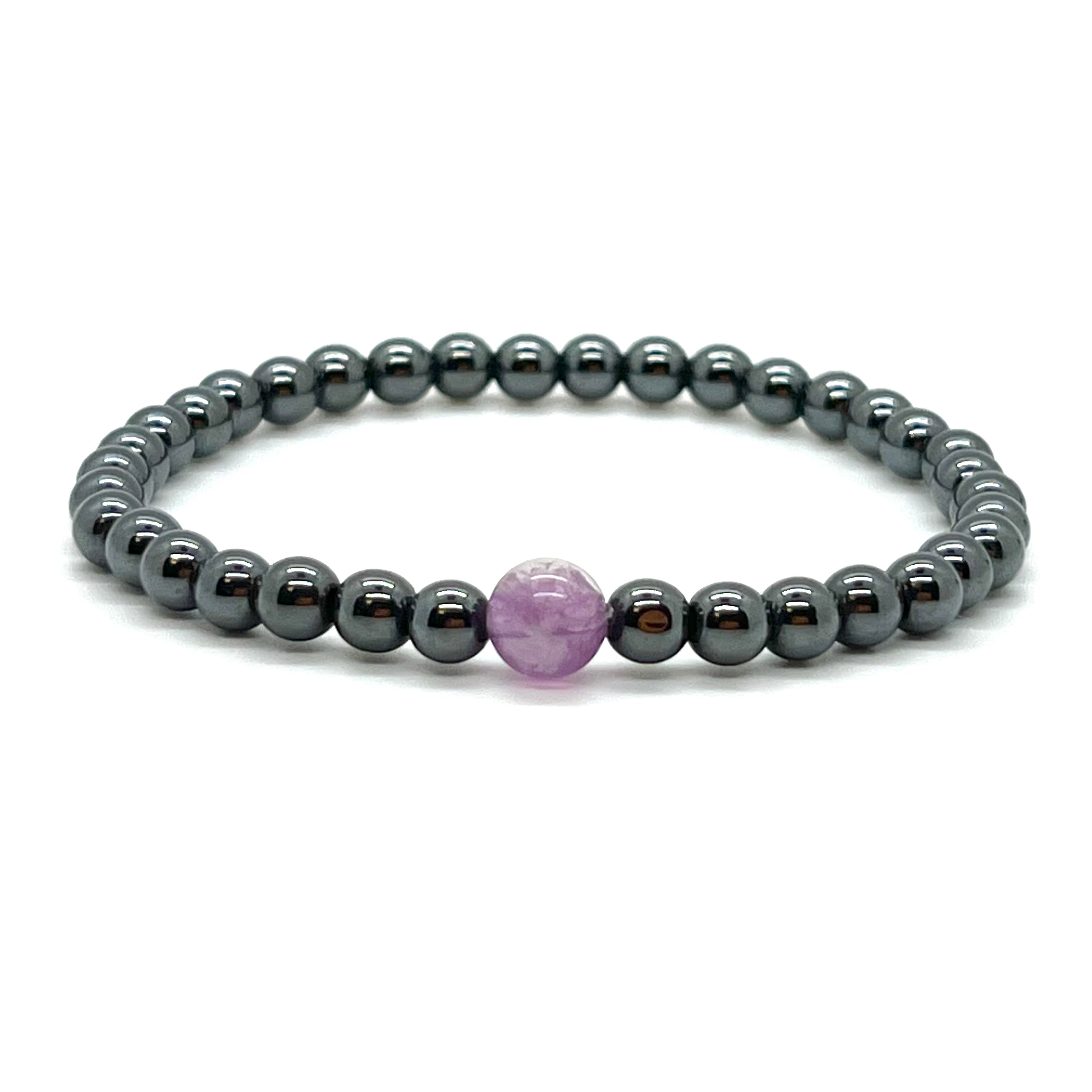 Joint Movement Support Purple Fluorite & Hematite Bracelet - Non-Magnetic