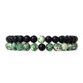 Natural Stone Mix Bracelets - Matte Onyx & Tree Agate Stone